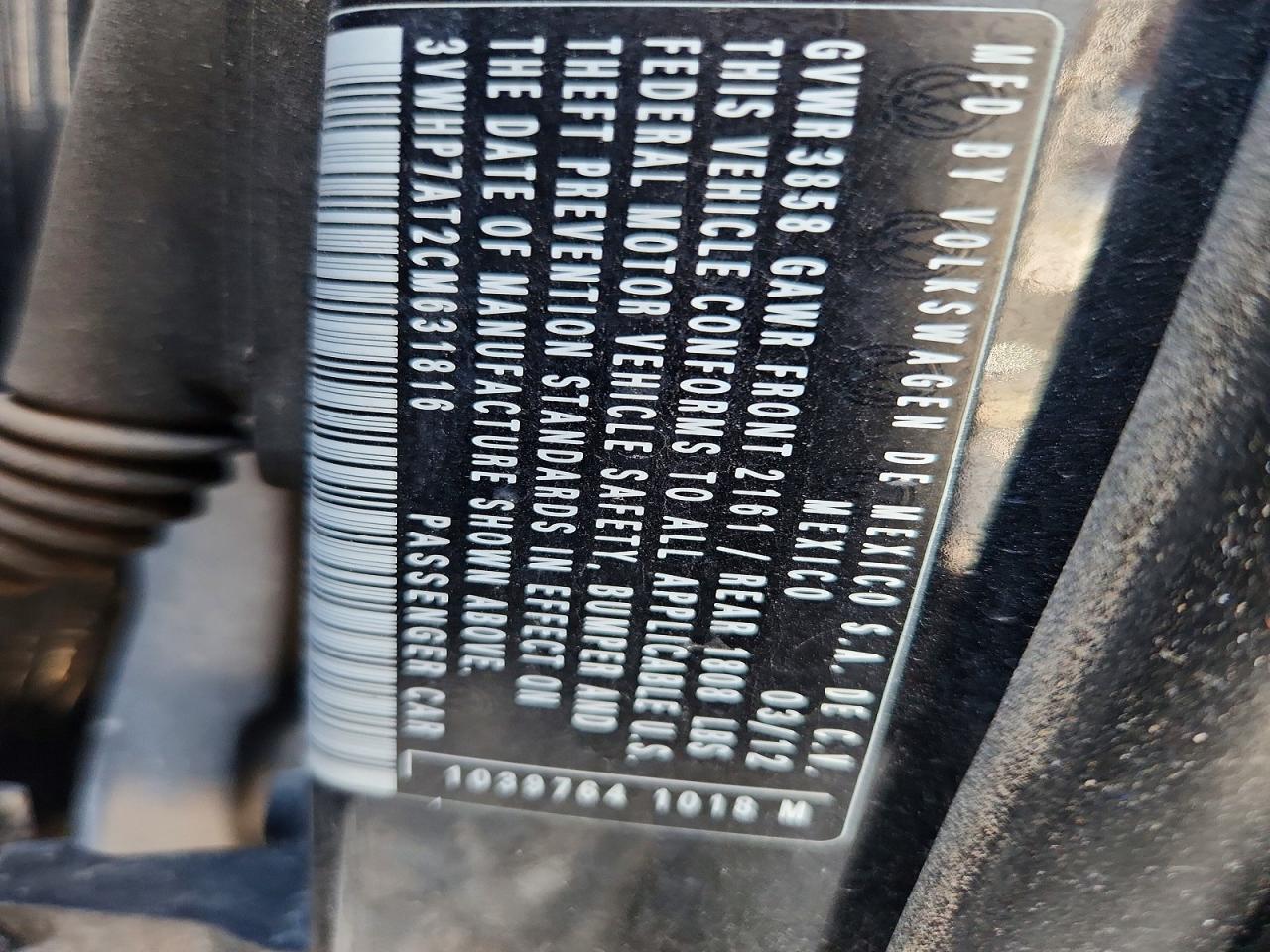 2012 Volkswagen Beetle Black vin: 3VWHP7AT2CM631816