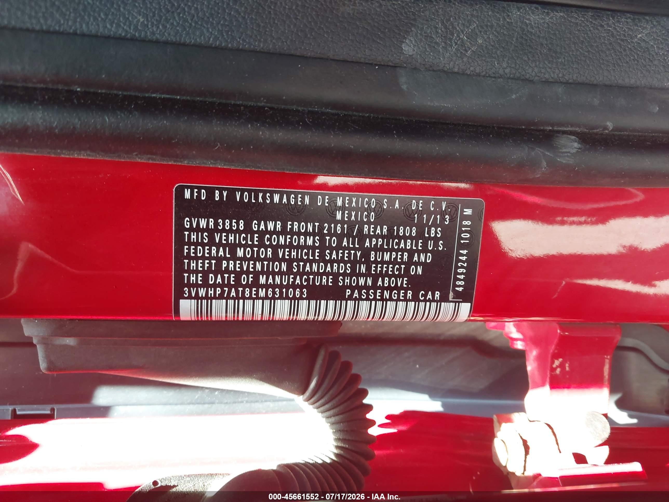 2014 Volkswagen Beetle 2.5l Red vin: 3VWHP7AT8EM631063