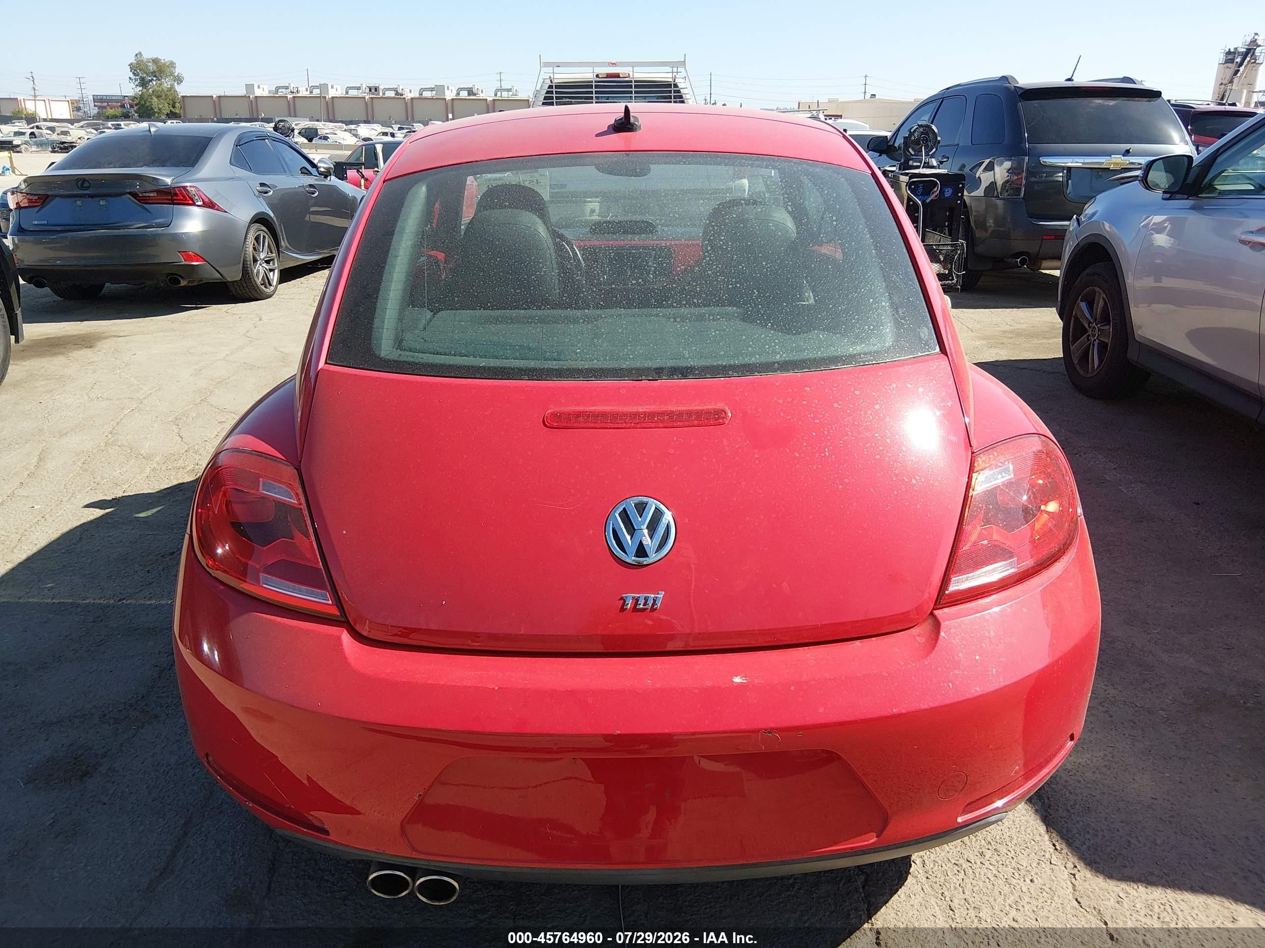 2014 Volkswagen Beetle 2.0l Tdi Red vin: 3VWJL7AT0EM606882