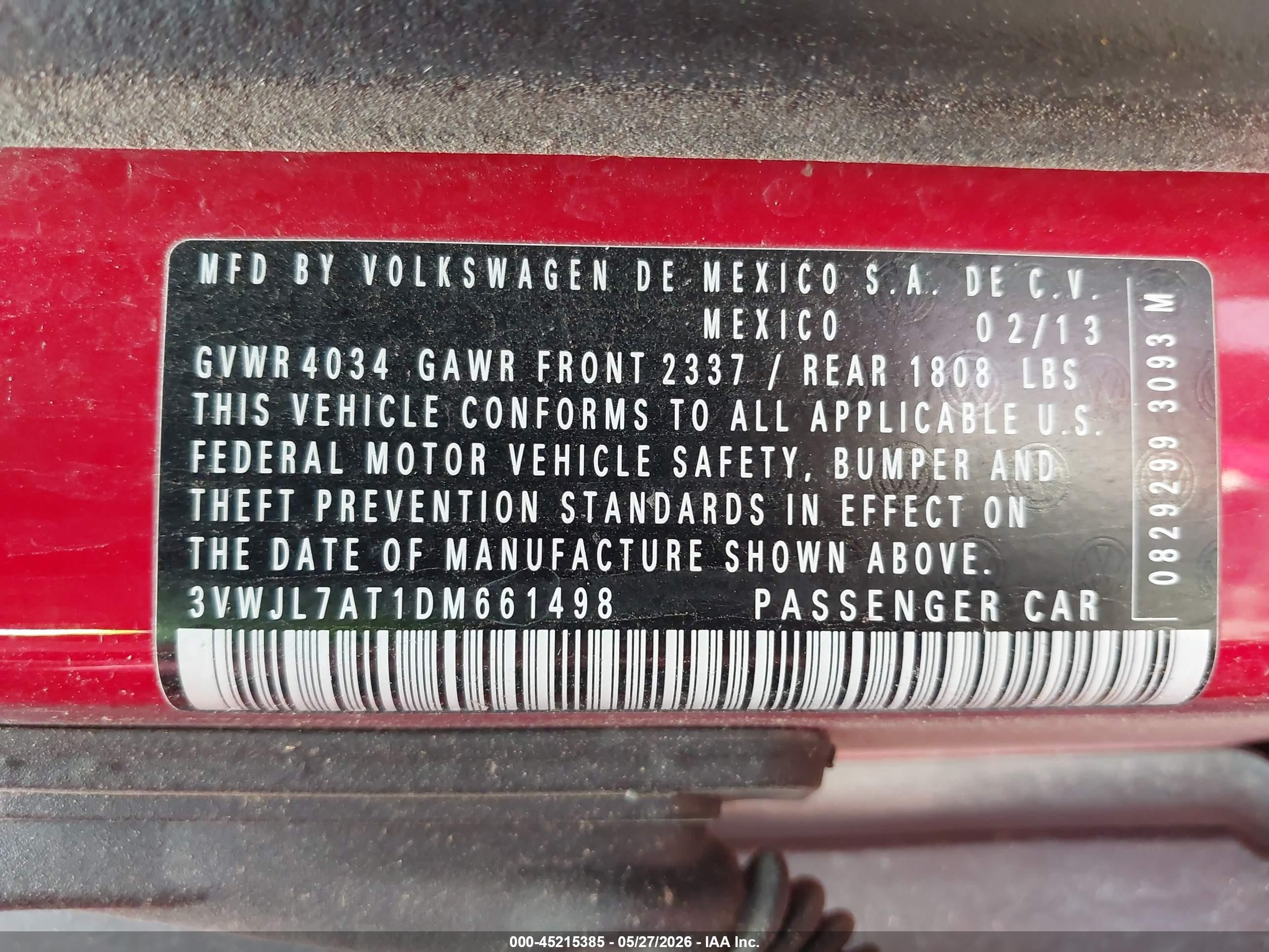 2013 Volkswagen Beetle 2.0l Tdi Red vin: 3VWJL7AT1DM661498