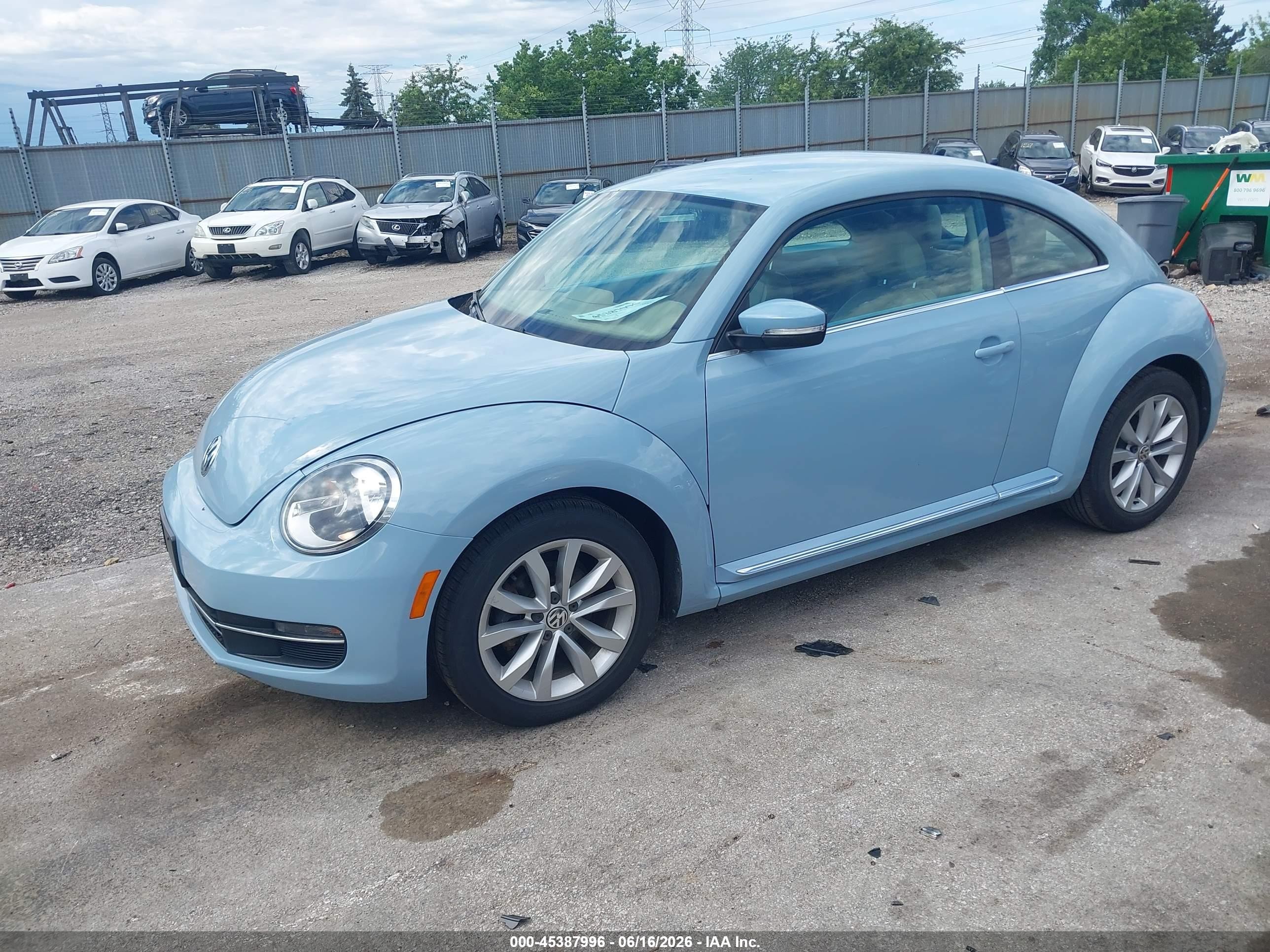 2014 Volkswagen Beetle 2.0l Tdi Light Blue vin: 3VWJL7ATXEM645317