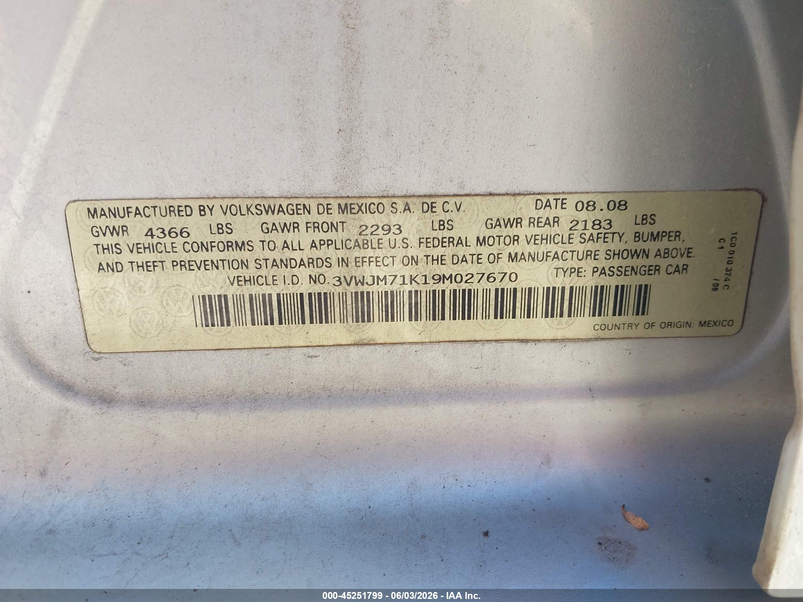 2009 Volkswagen Jetta S Silver vin: 3VWJM71K19M027670