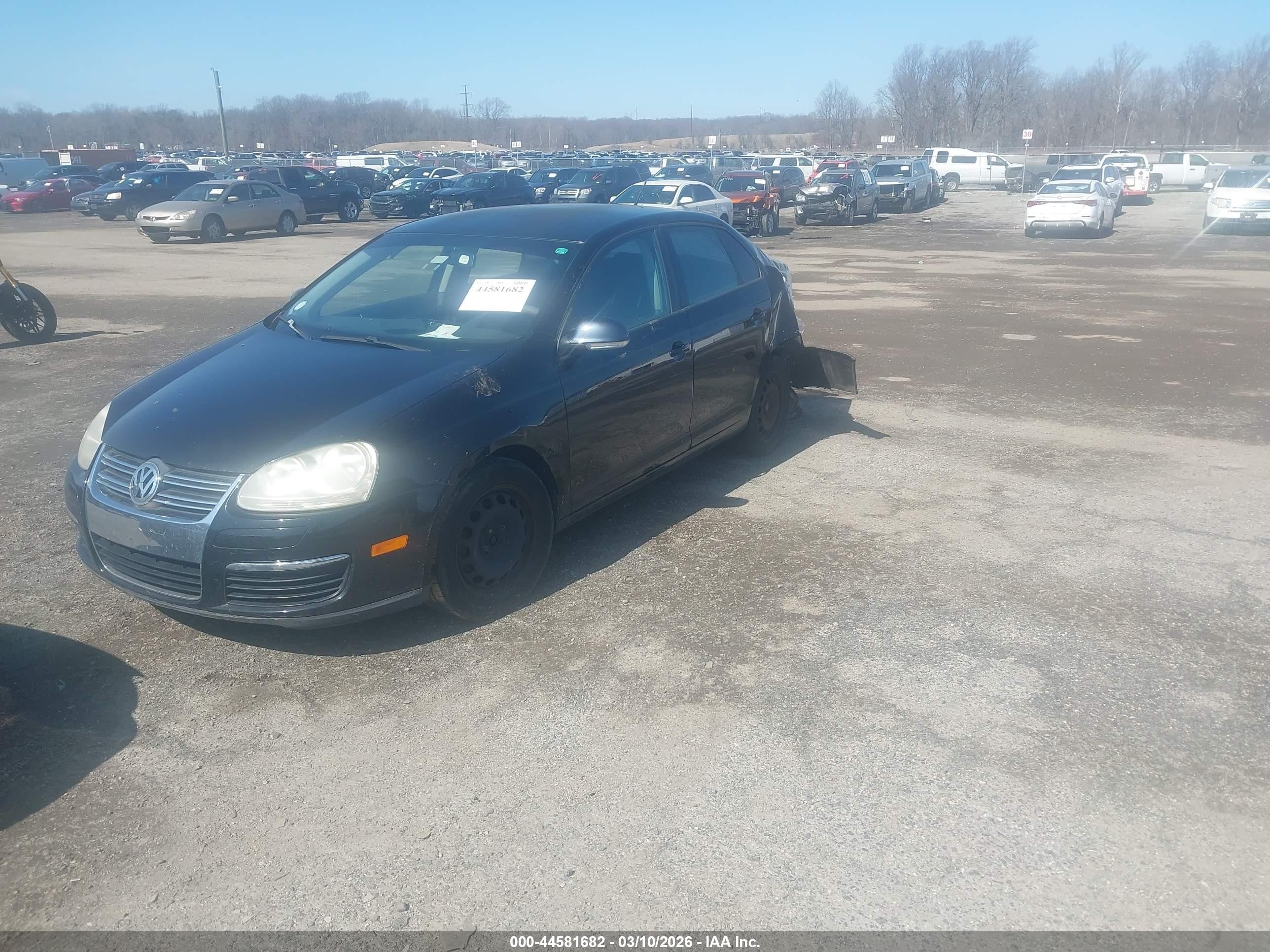 2009 Volkswagen Jetta S Black vin: 3VWJM71K29M164021