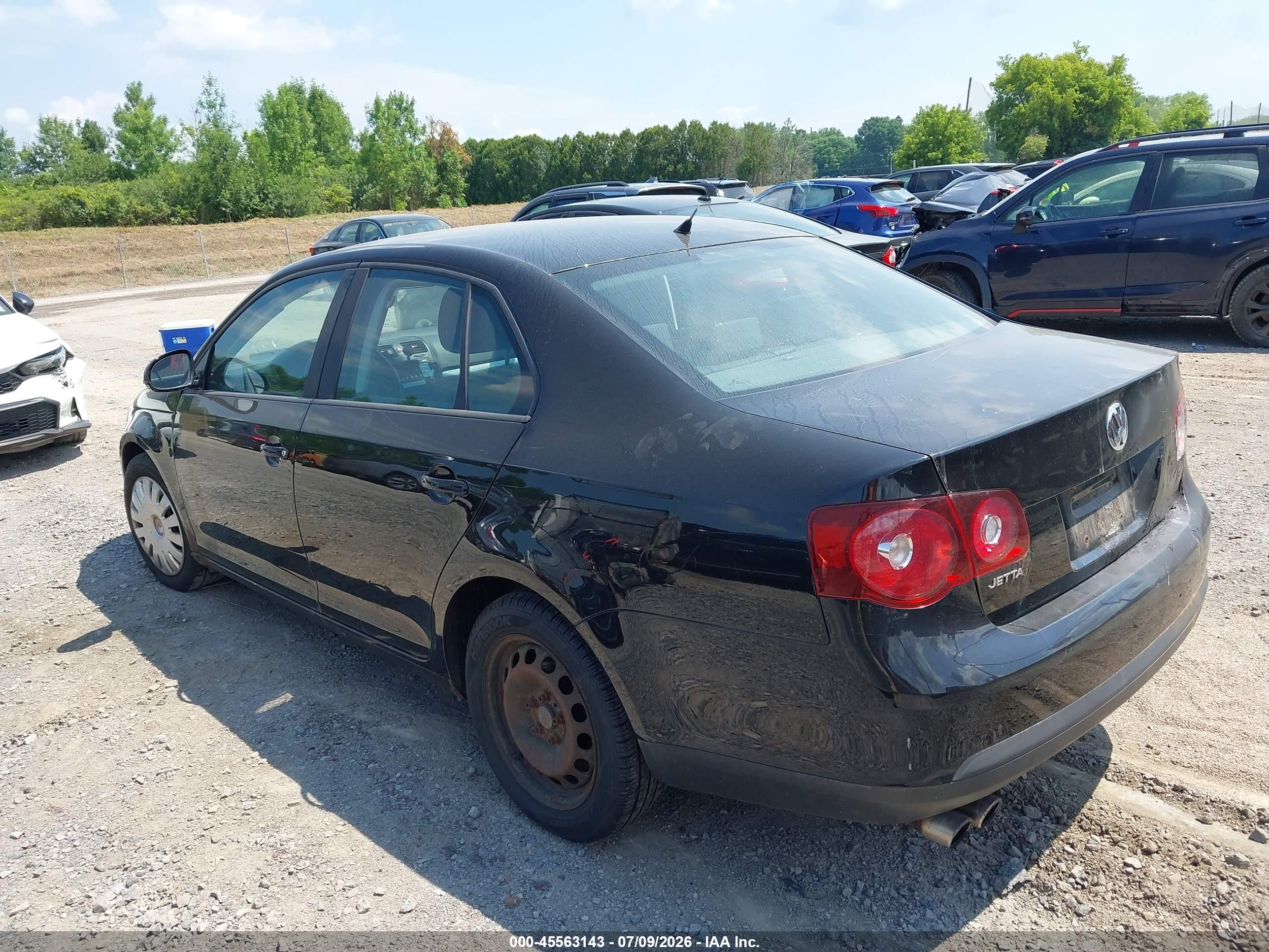 2009 Volkswagen Jetta S Black vin: 3VWJM71K39M007226