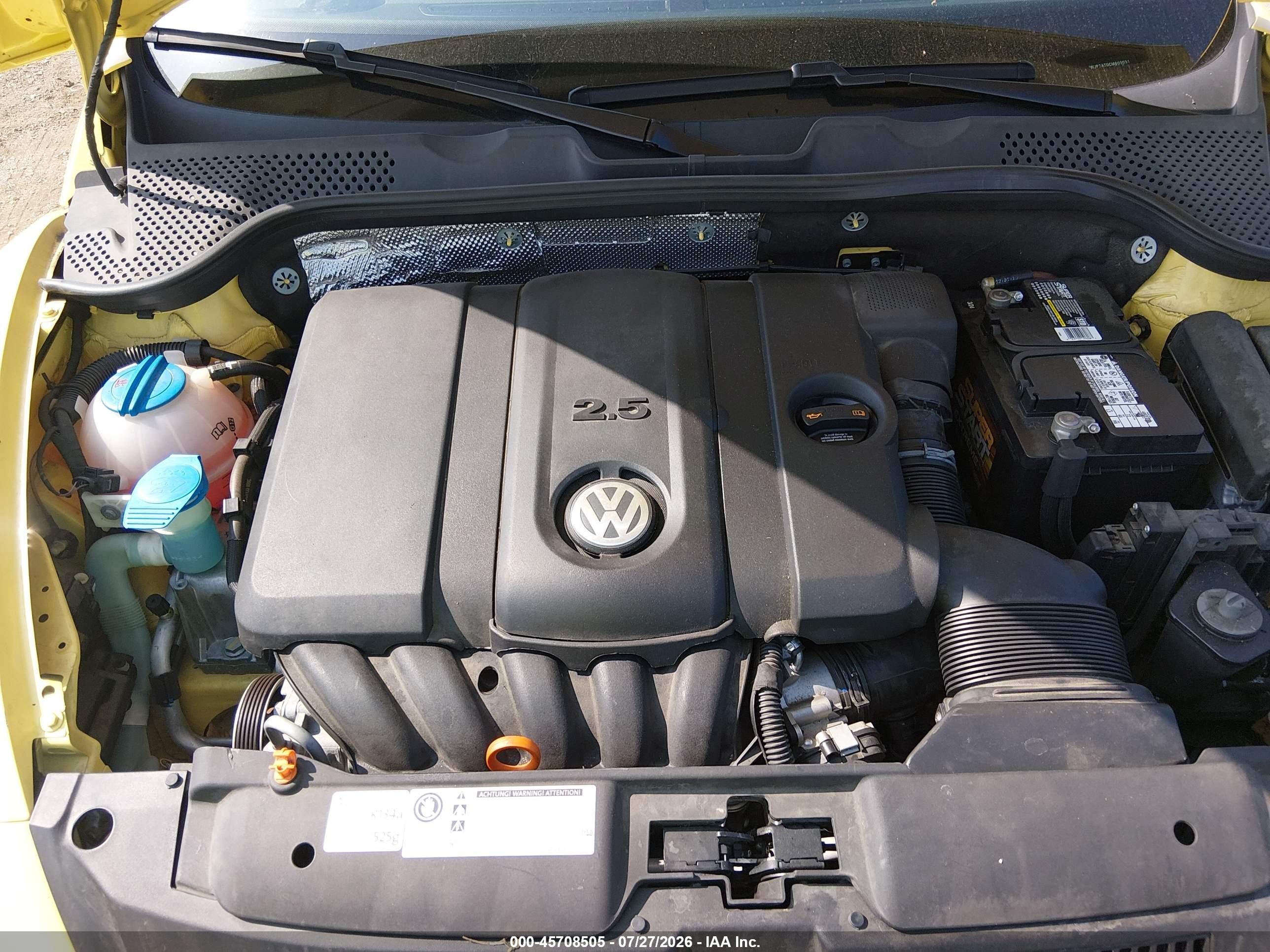 2012 Volkswagen Beetle 2.5l Yellow vin: 3VWJP7AT0CM603031