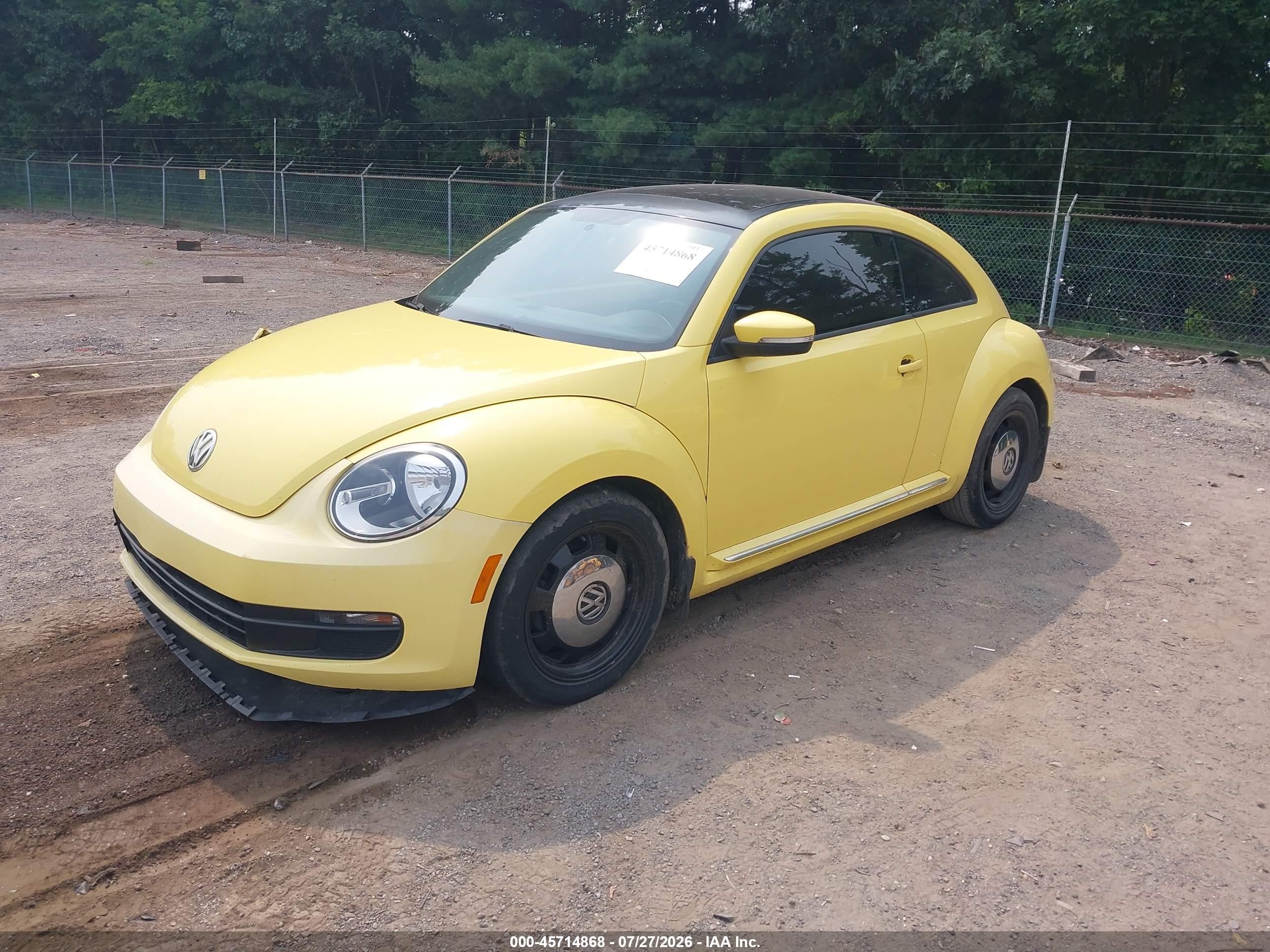 2014 Volkswagen Beetle 2.5l Yellow vin: 3VWJP7AT0EM610953