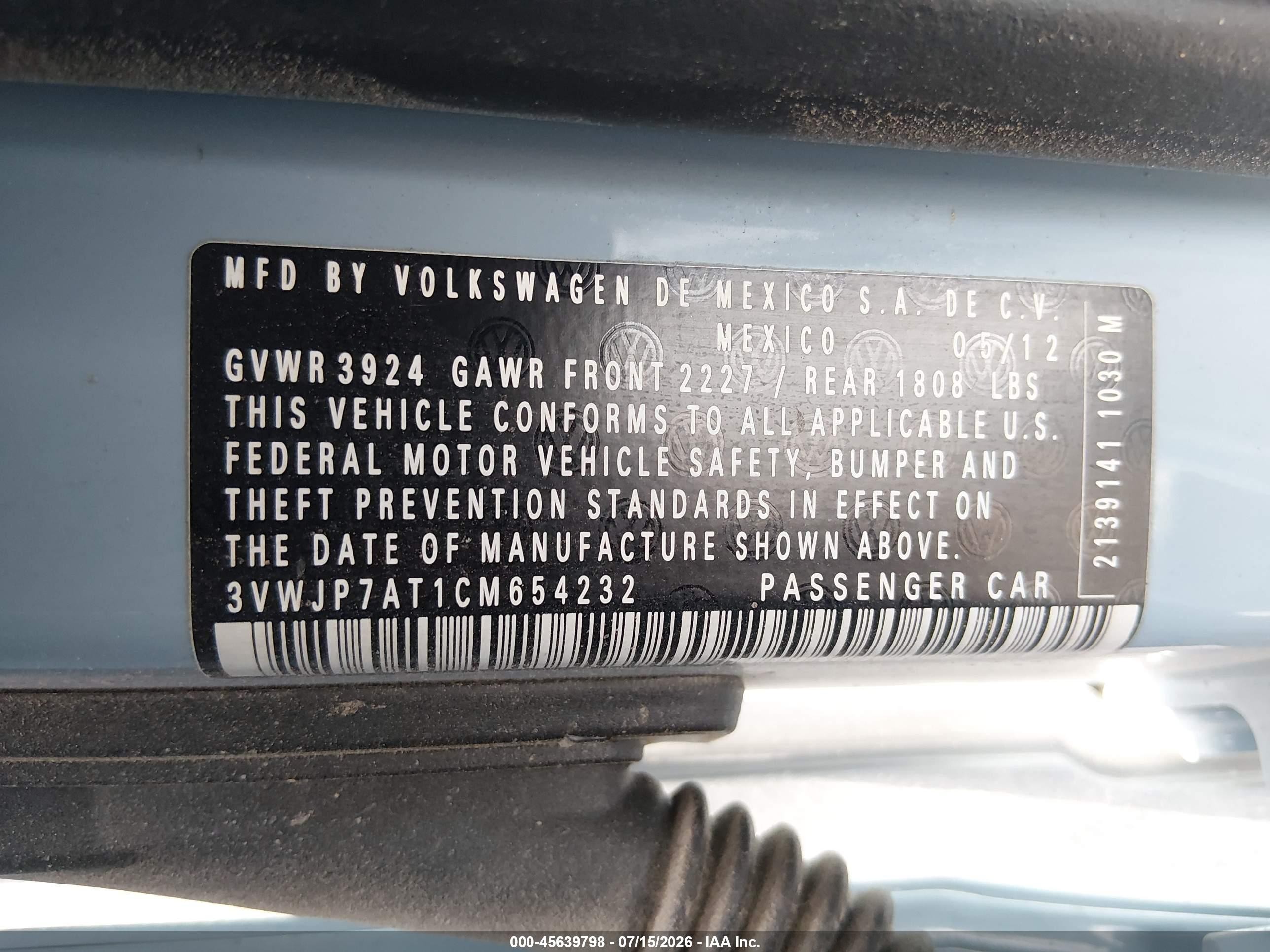 2012 Volkswagen Beetle 2.5l Light Blue vin: 3VWJP7AT1CM654232