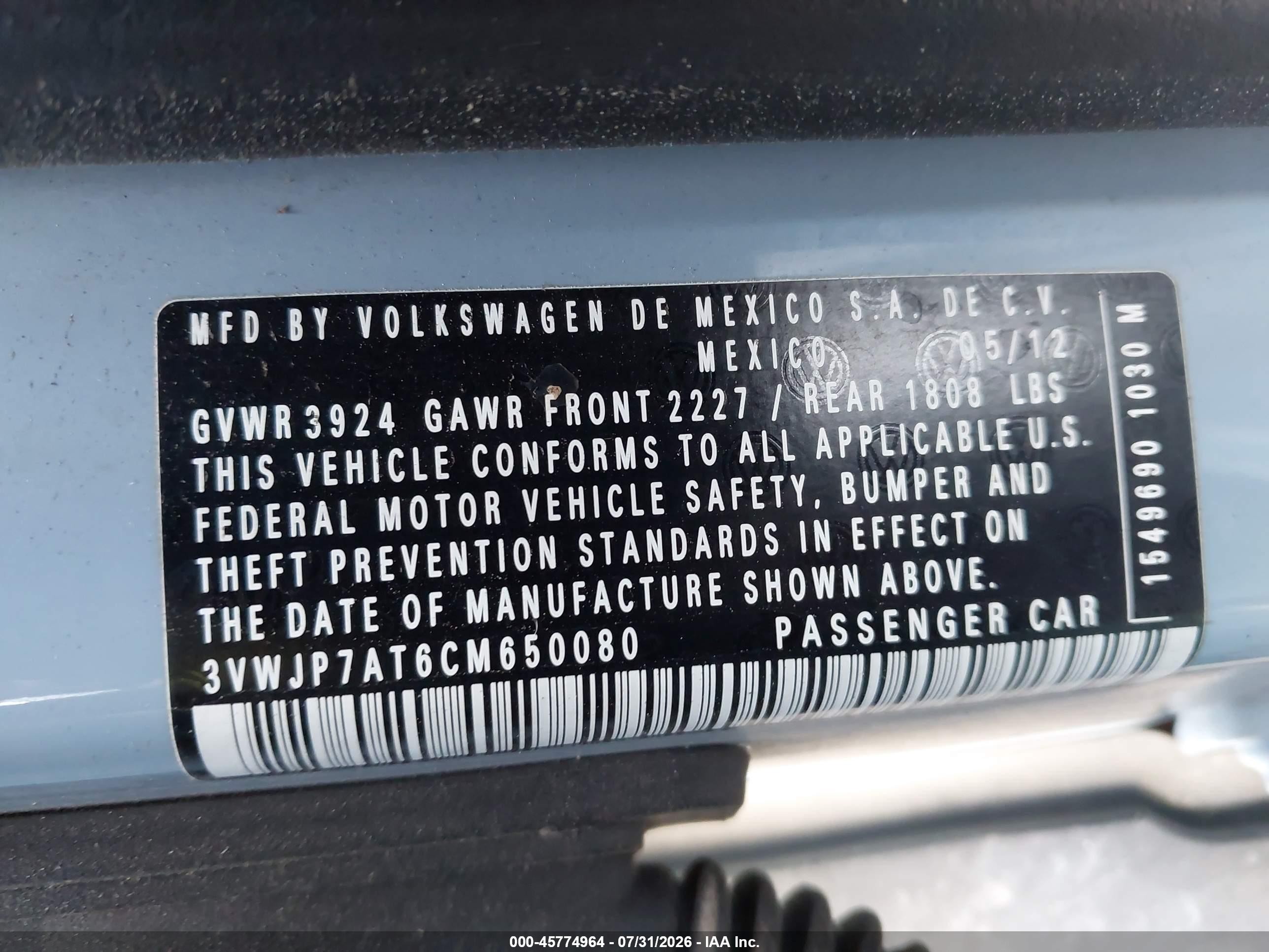 2012 Volkswagen Beetle 2.5l Light Blue vin: 3VWJP7AT6CM650080