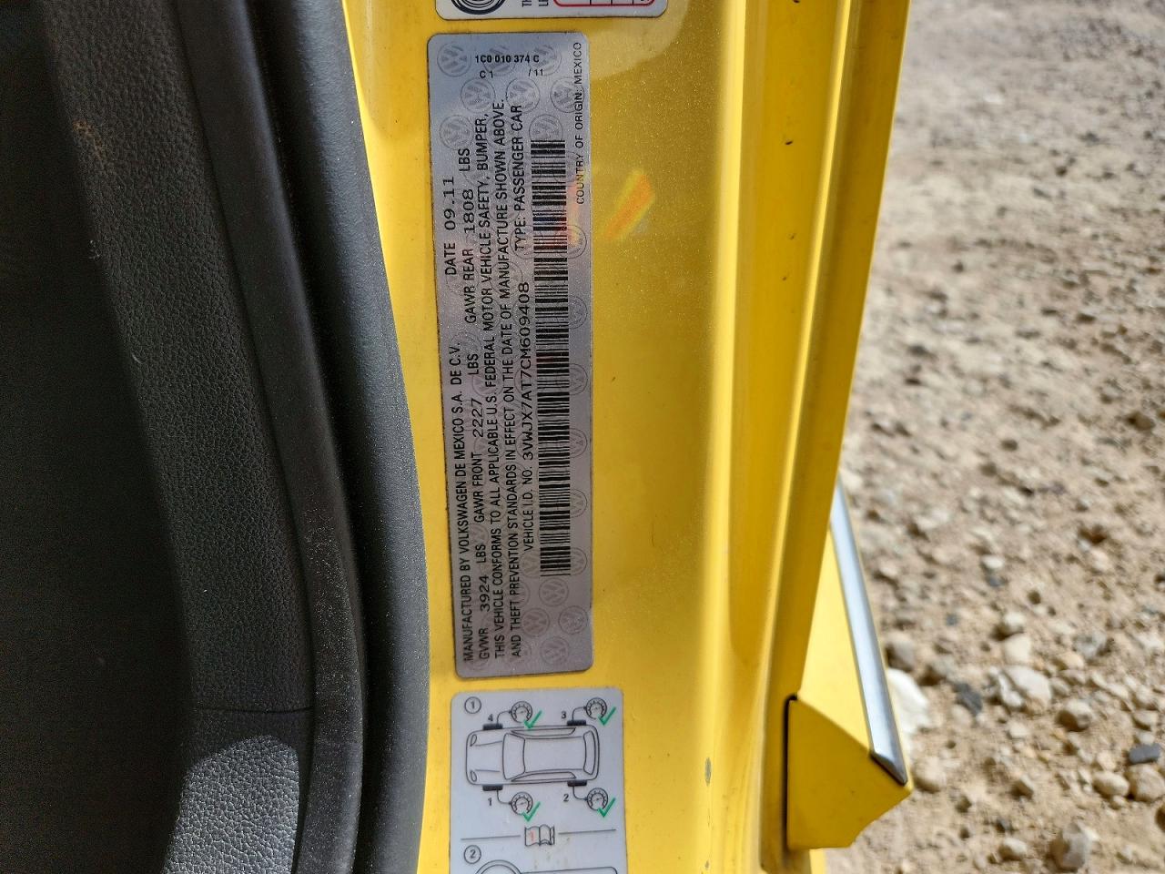 2012 Volkswagen Beetle Yellow vin: 3VWJX7AT7CM609408