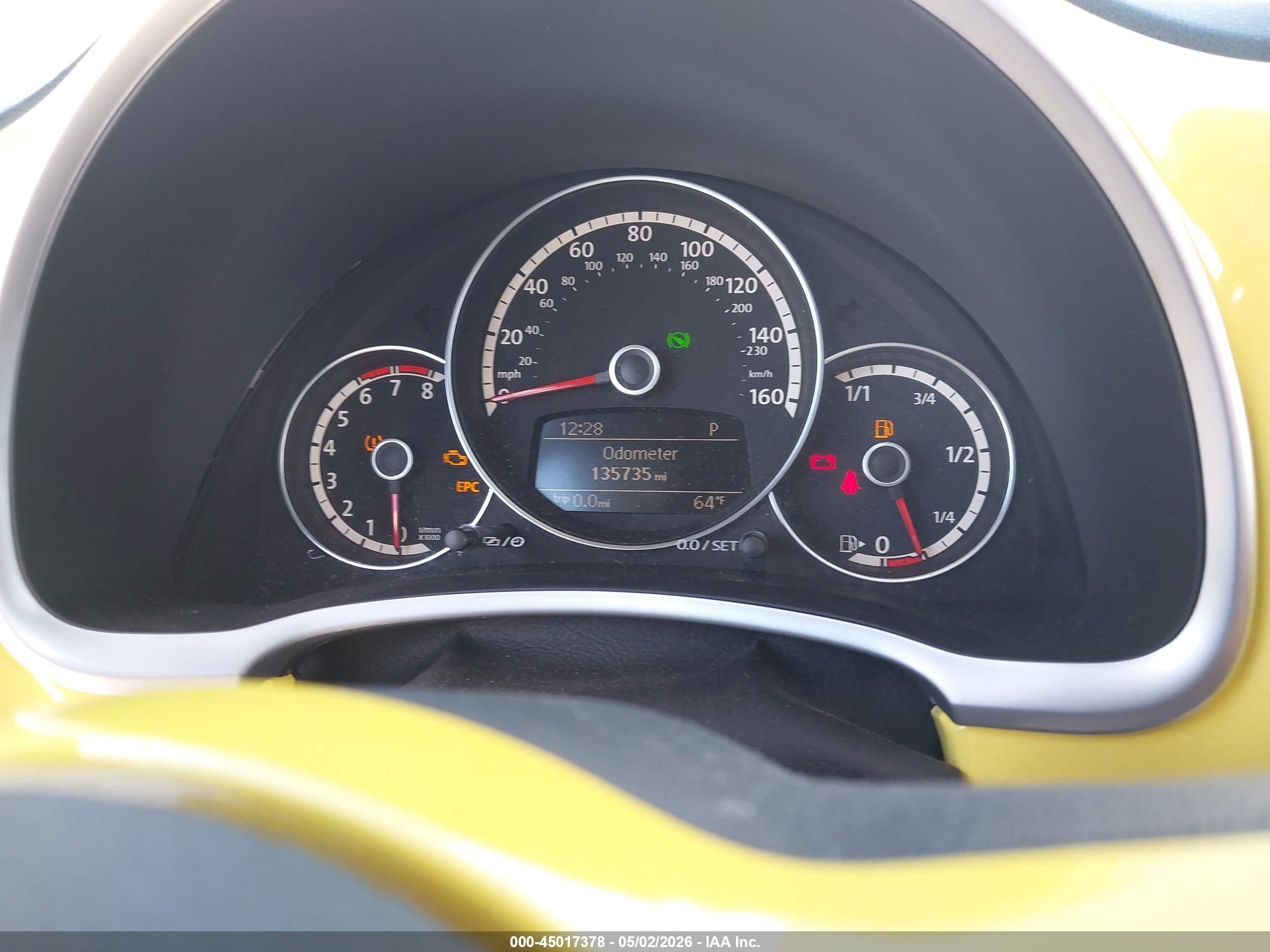 2013 Volkswagen Beetle 2.5l Yellow vin: 3VWJX7AT9DM647028
