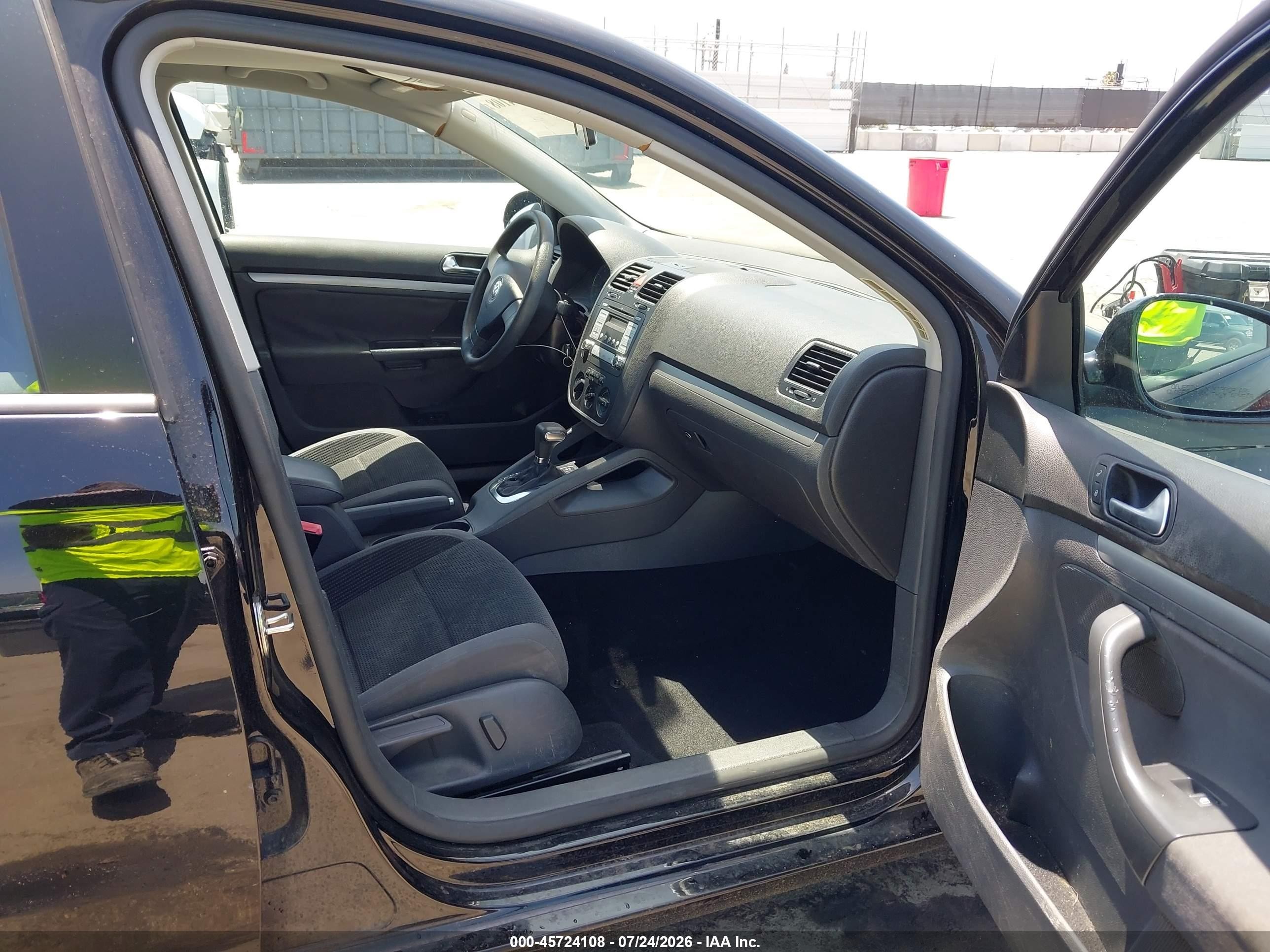 2009 Volkswagen Jetta S Black vin: 3VWJZ71K89M123474