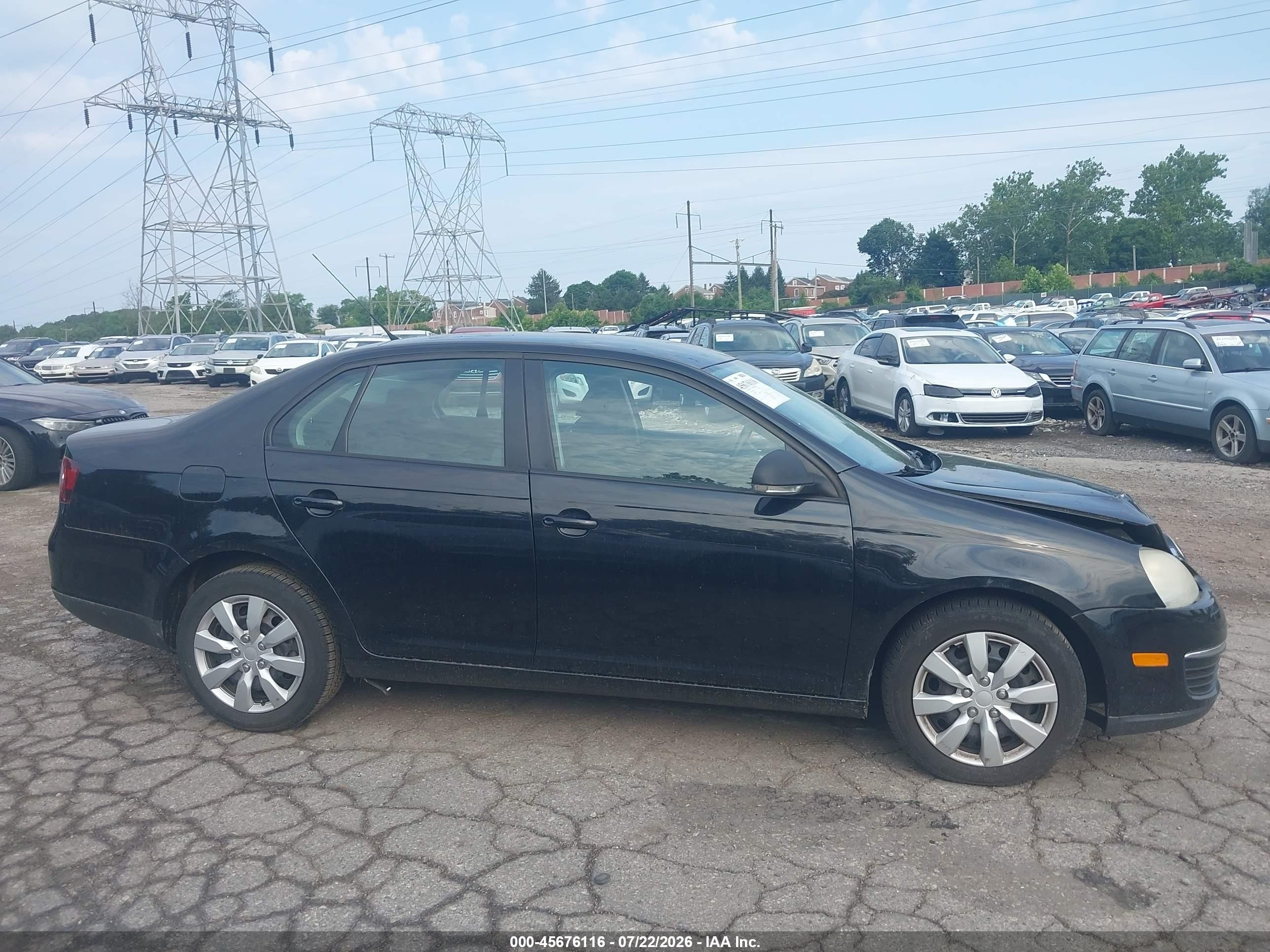 2009 Volkswagen Jetta S Black vin: 3VWJZ71K99M084135