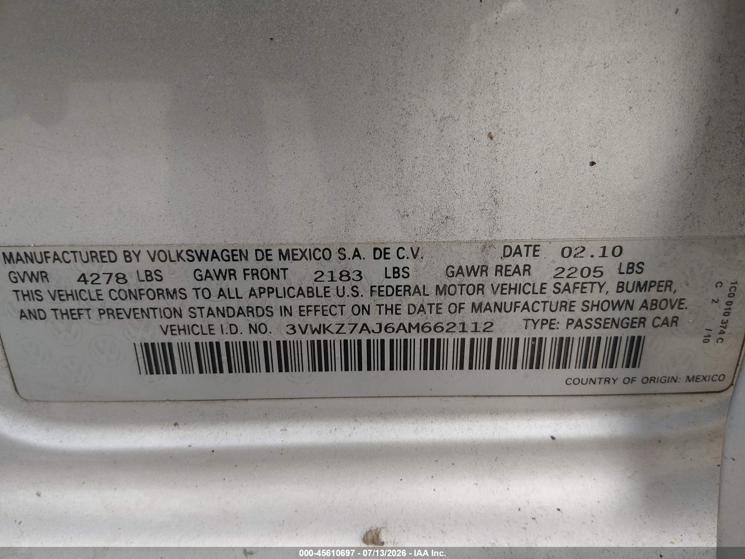 2010 Volkswagen Jetta S Серебряный vin: 3VWKZ7AJ6AM662112