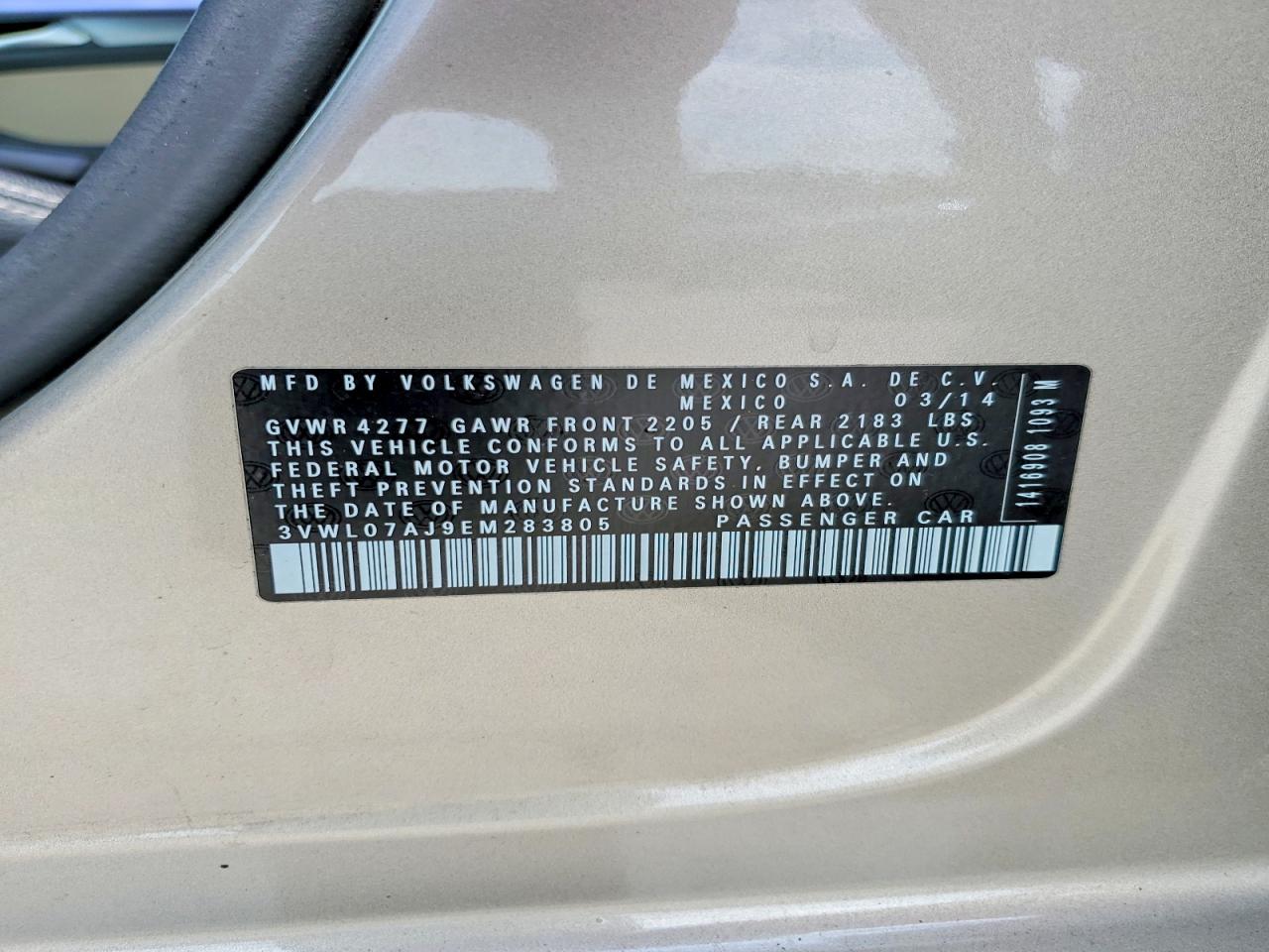 2014 Volkswagen Jetta Sel Gold vin: 3VWL07AJ9EM283805