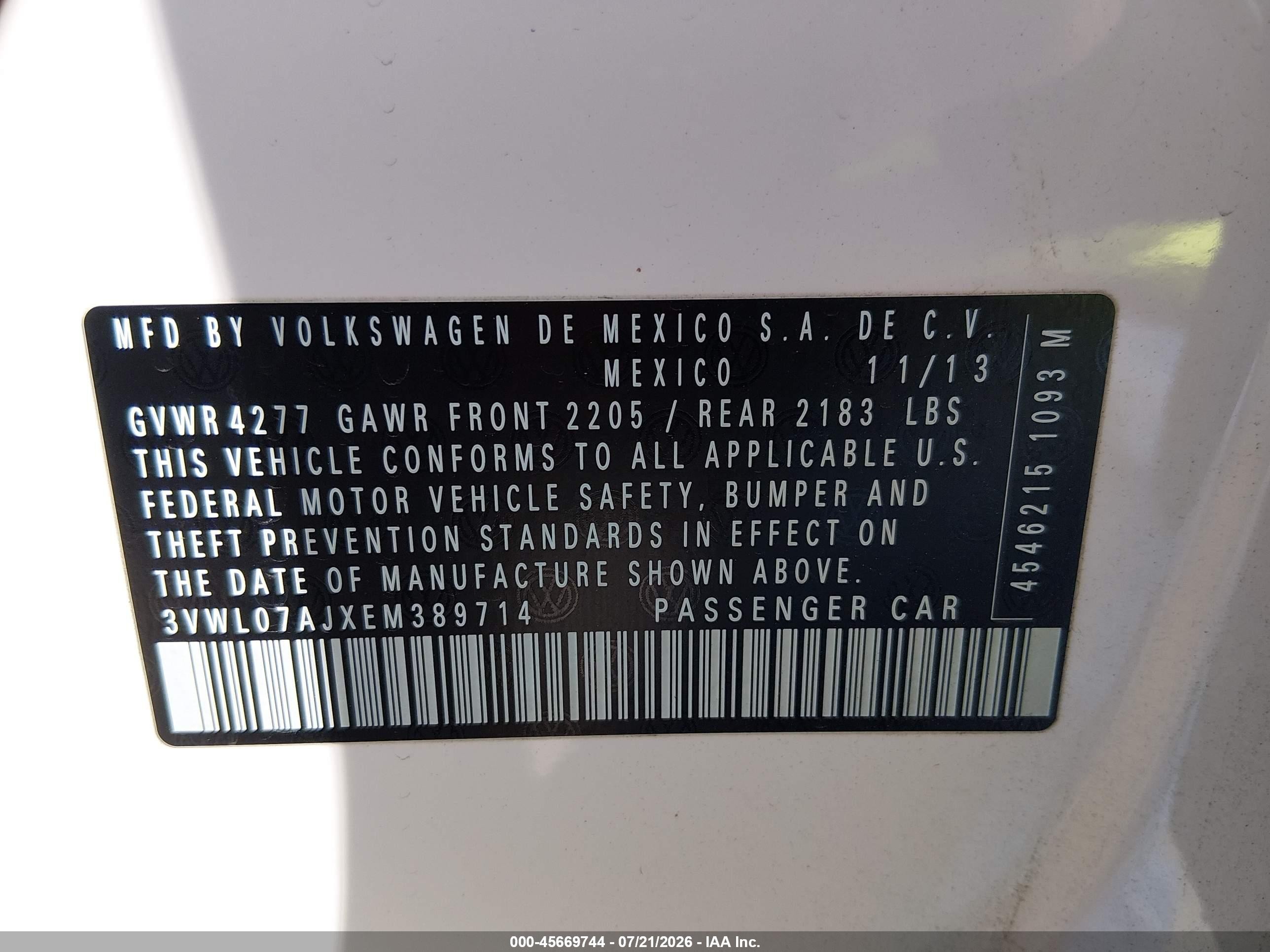 2014 Volkswagen Jetta 1.8t Sel White vin: 3VWL07AJXEM389714