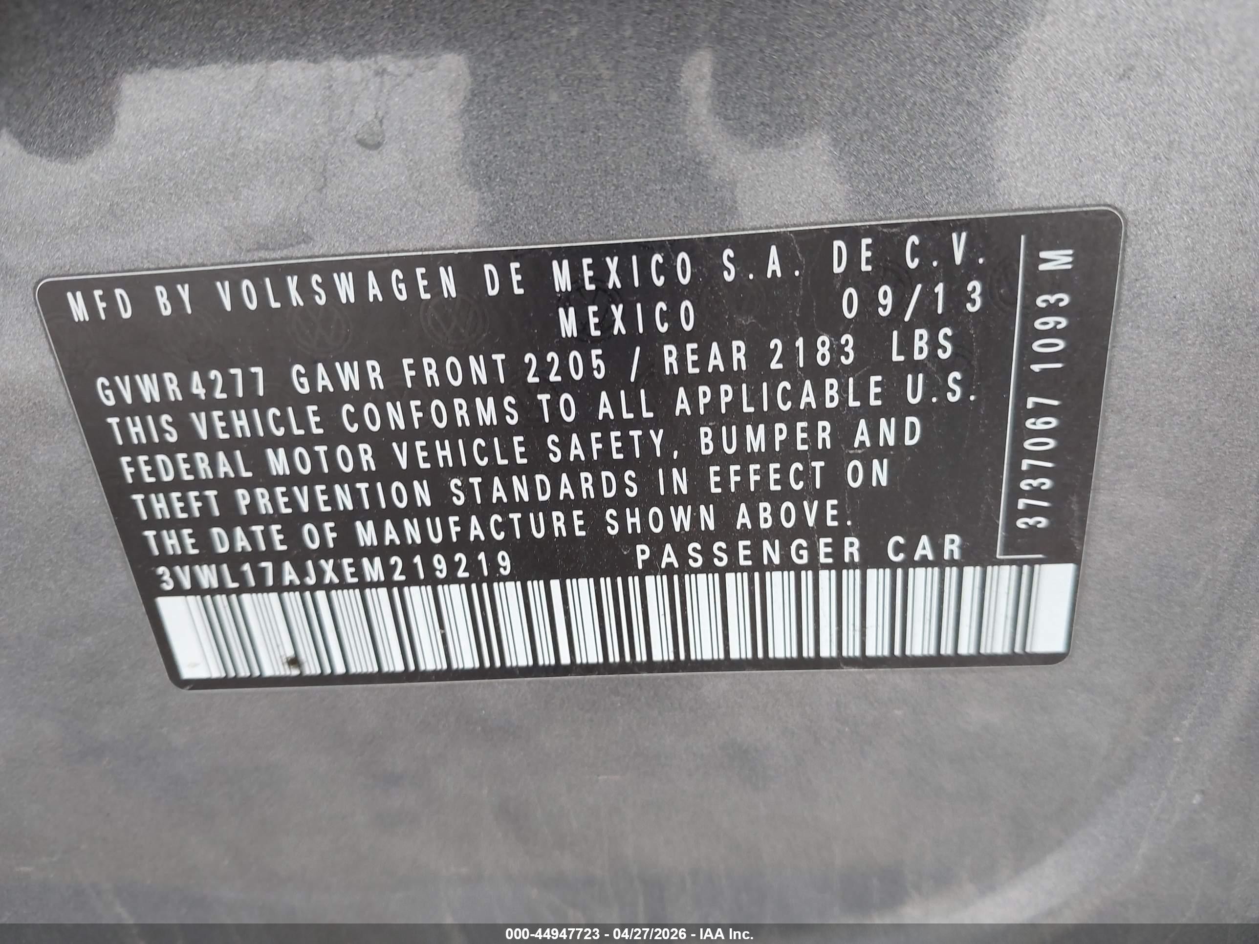 2014 Volkswagen Jetta 1.8t Sel Серый vin: 3VWL17AJXEM219219