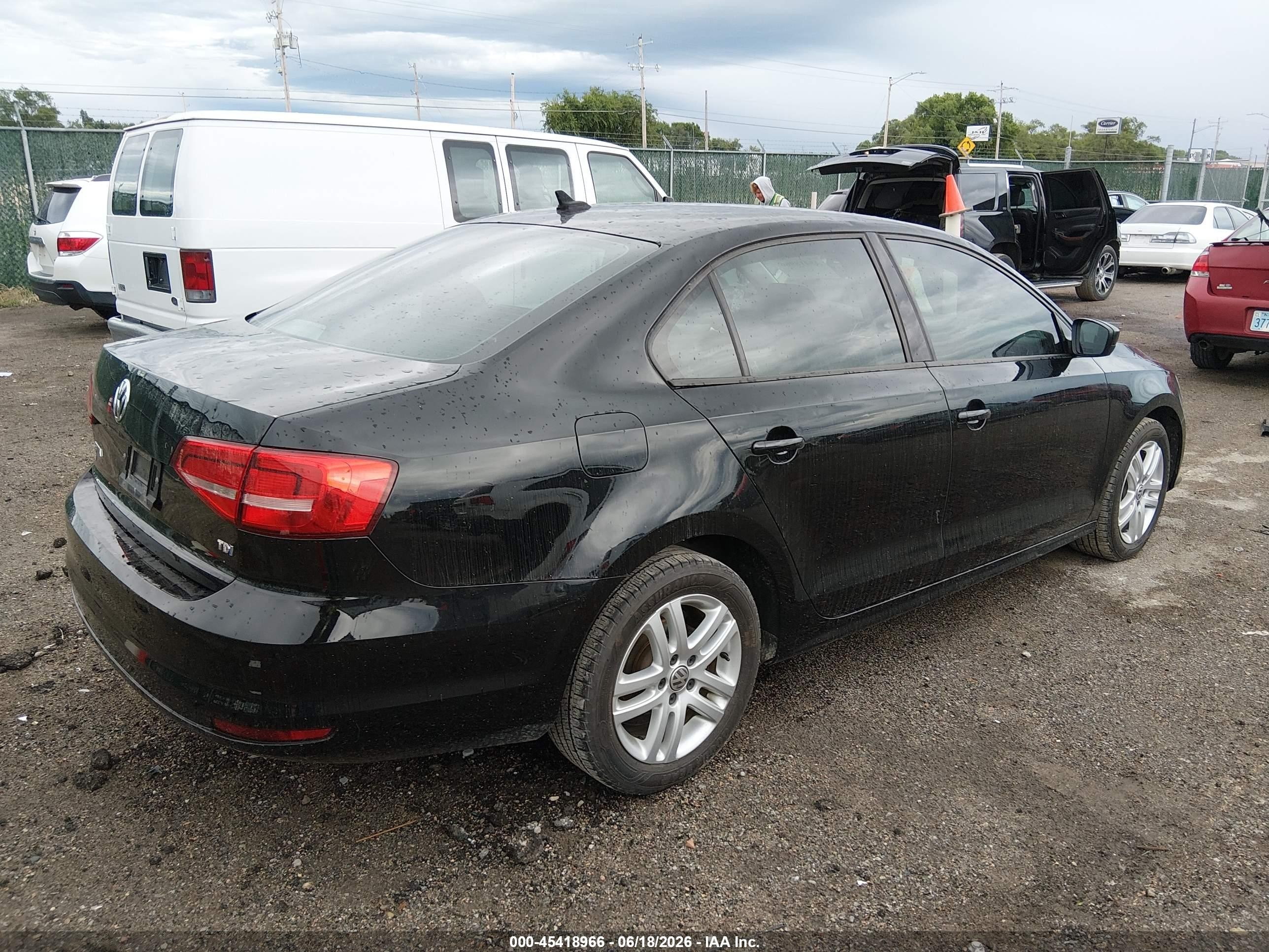 2015 Volkswagen Jetta 2.0l Tdi S Black vin: 3VWLA7AJ0FM328323