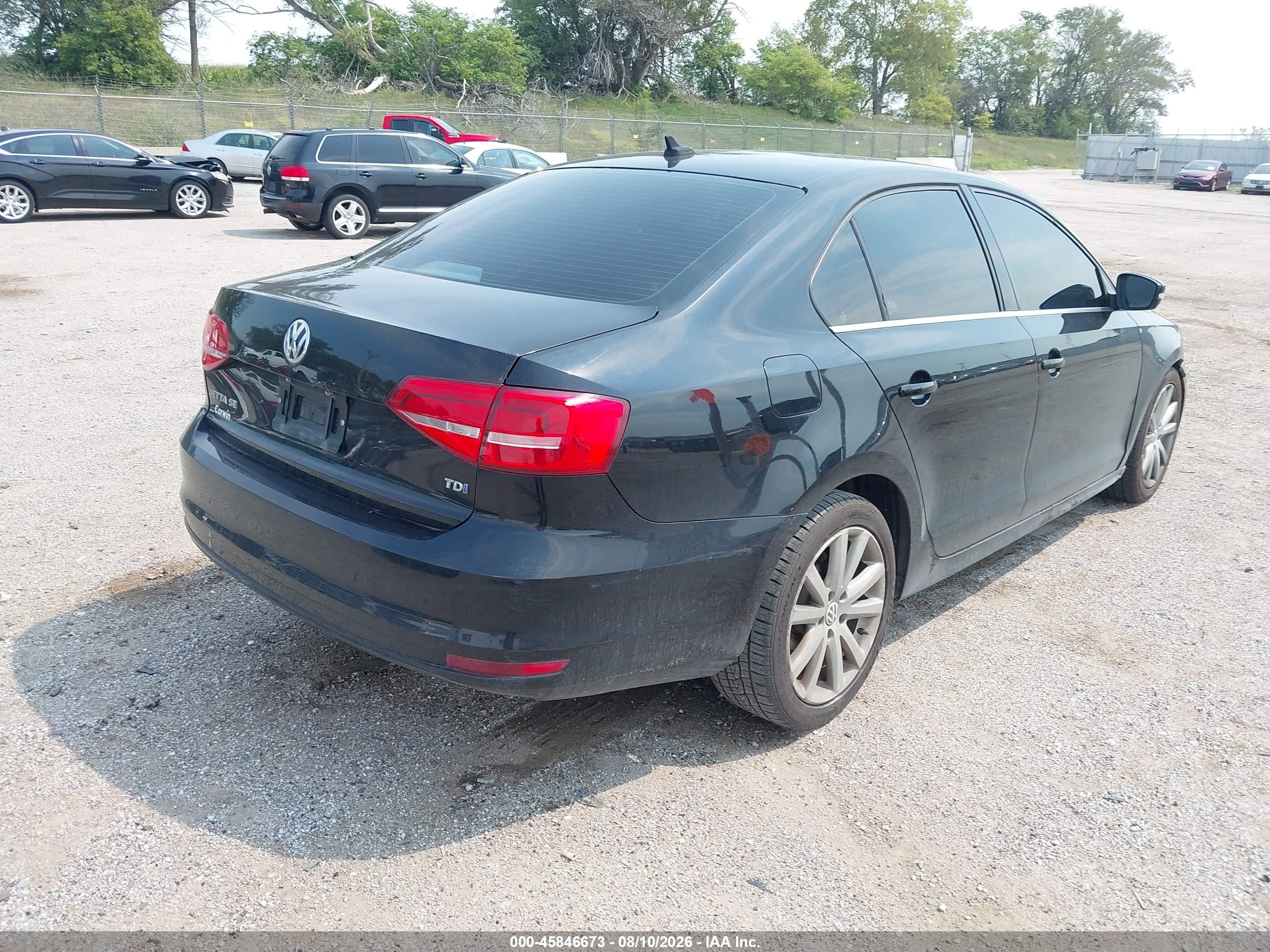2015 Volkswagen Jetta 2.0l Tdi Se Черный vin: 3VWLA7AJ1FM243894