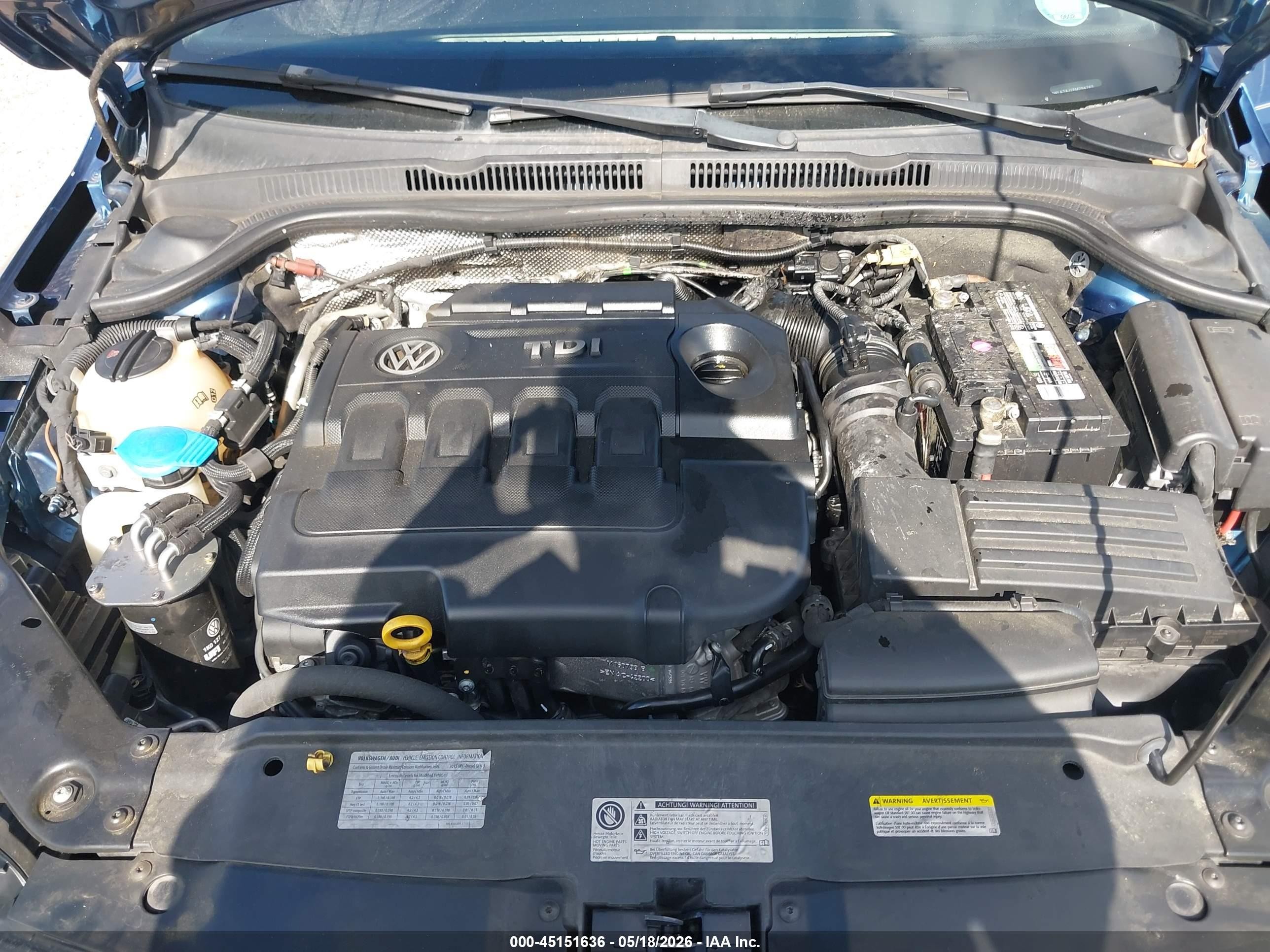 2015 Volkswagen Jetta 2.0l Tdi S Синий vin: 3VWLA7AJ1FM294263