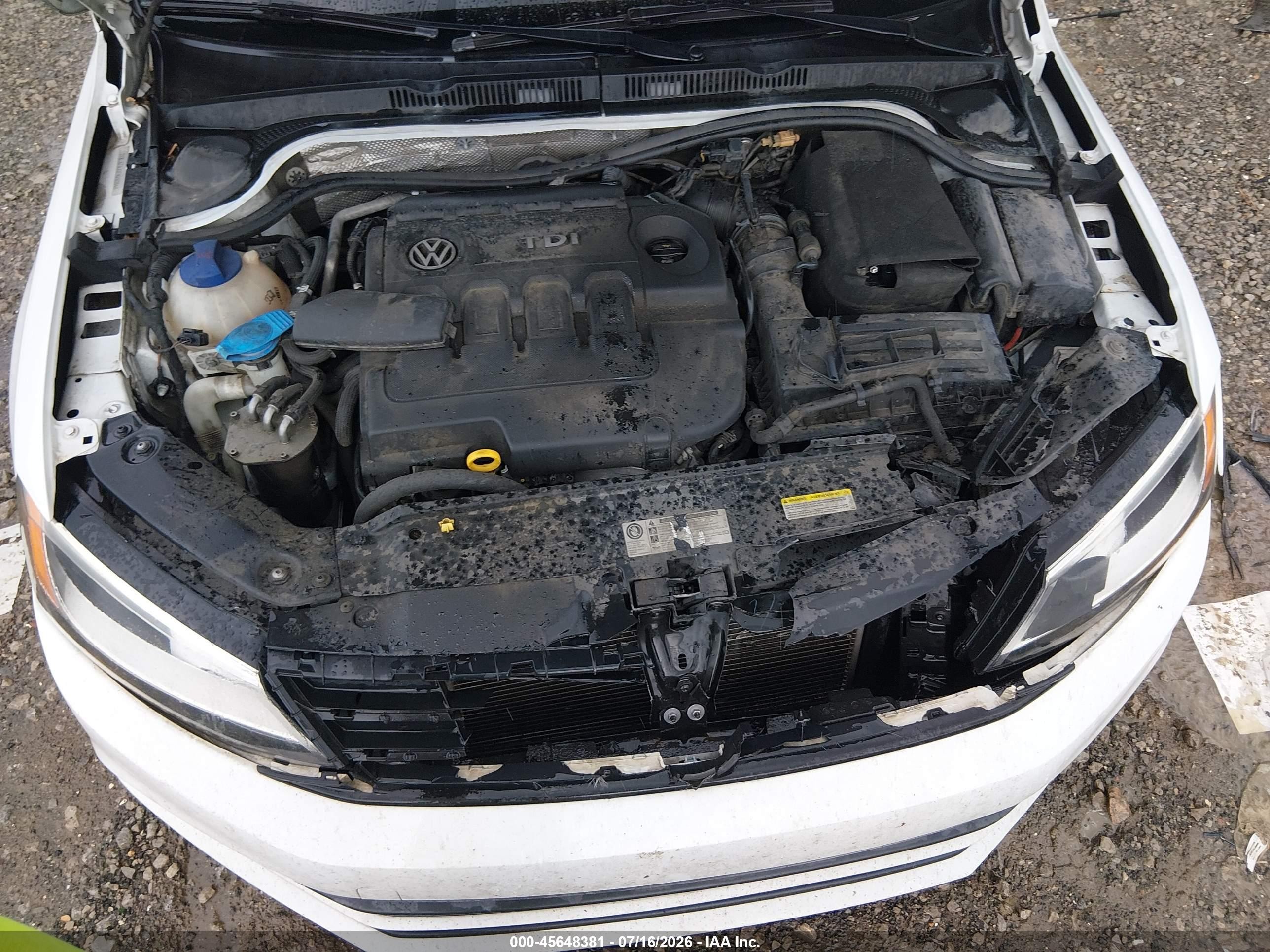 2015 Volkswagen Jetta 2.0l Tdi S White vin: 3VWLA7AJ2FM293848