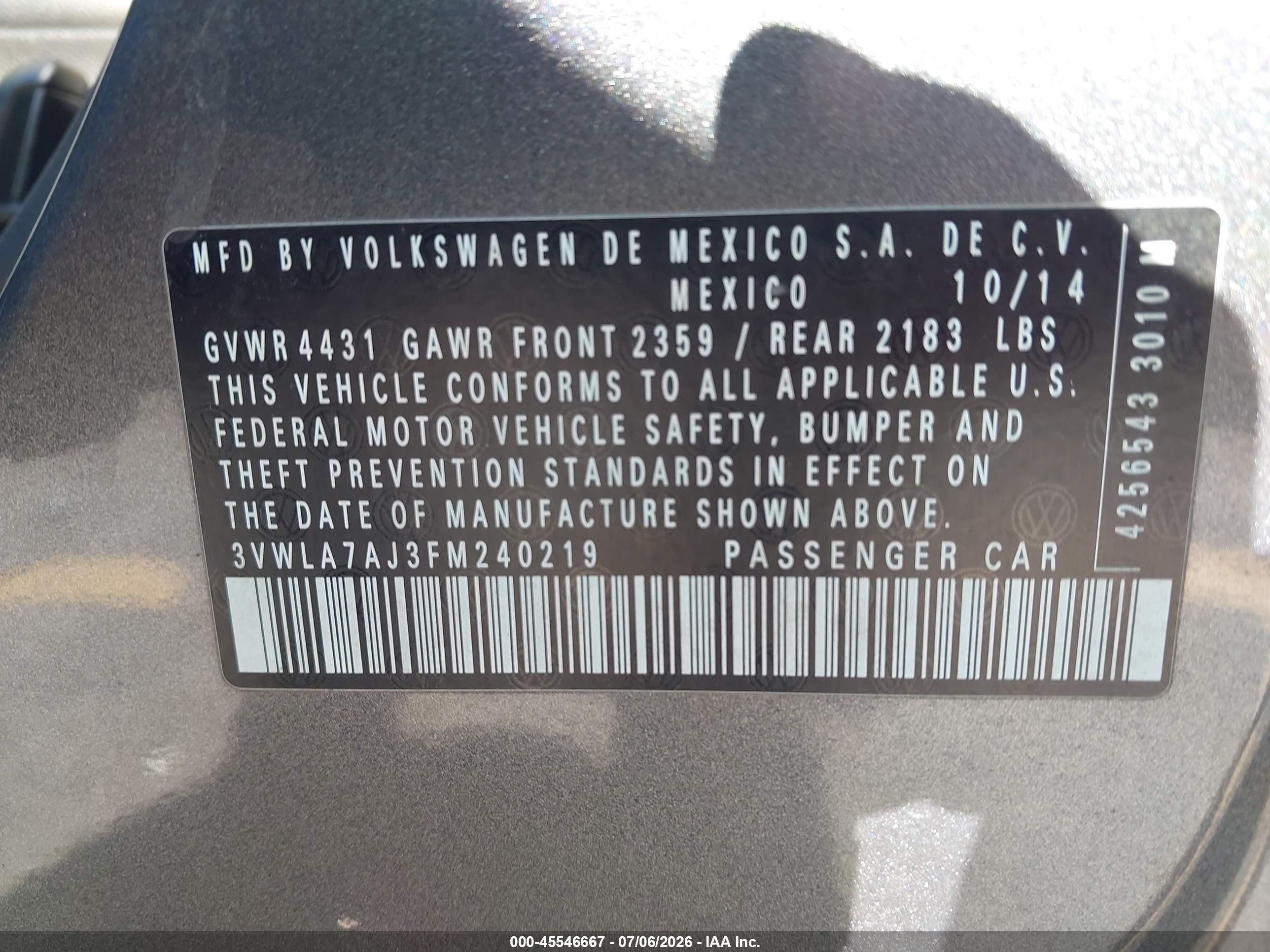 2015 Volkswagen Jetta 2.0l Tdi Sel Gray vin: 3VWLA7AJ3FM240219
