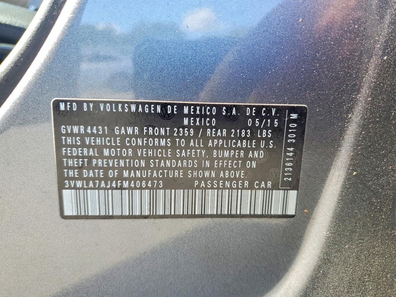 2015 Volkswagen Jetta Tdi Gray vin: 3VWLA7AJ4FM406473