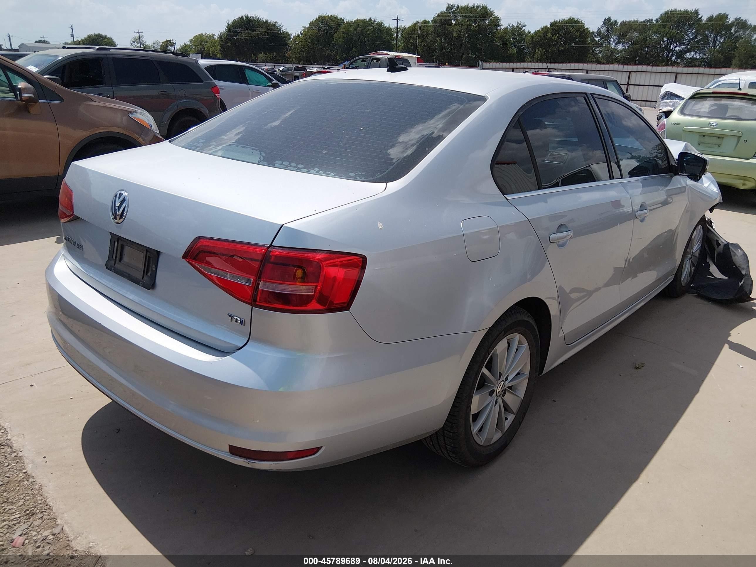 2015 Volkswagen Jetta 2.0l Tdi Se Silver vin: 3VWLA7AJ5FM324686