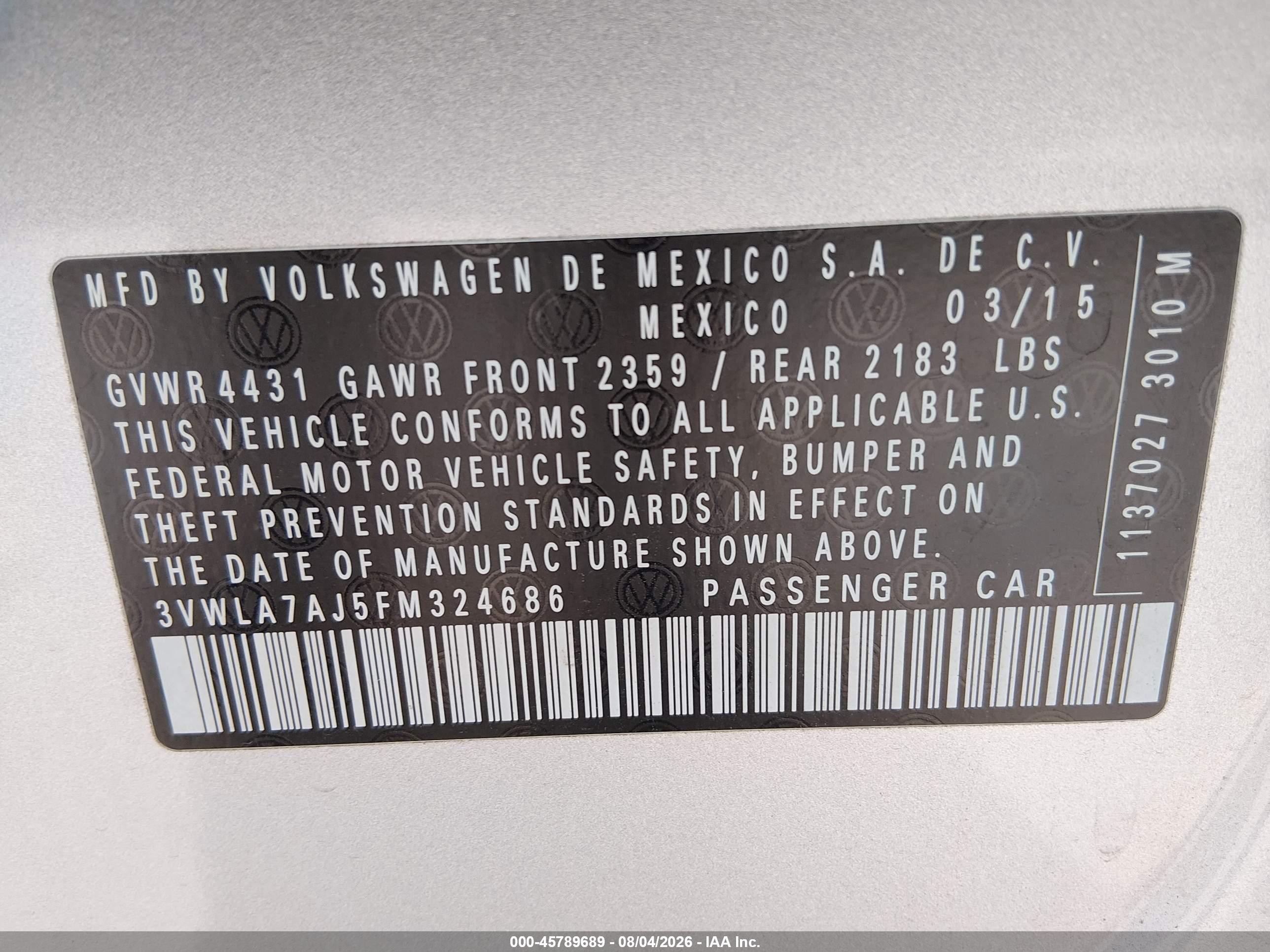 2015 Volkswagen Jetta 2.0l Tdi Se Silver vin: 3VWLA7AJ5FM324686