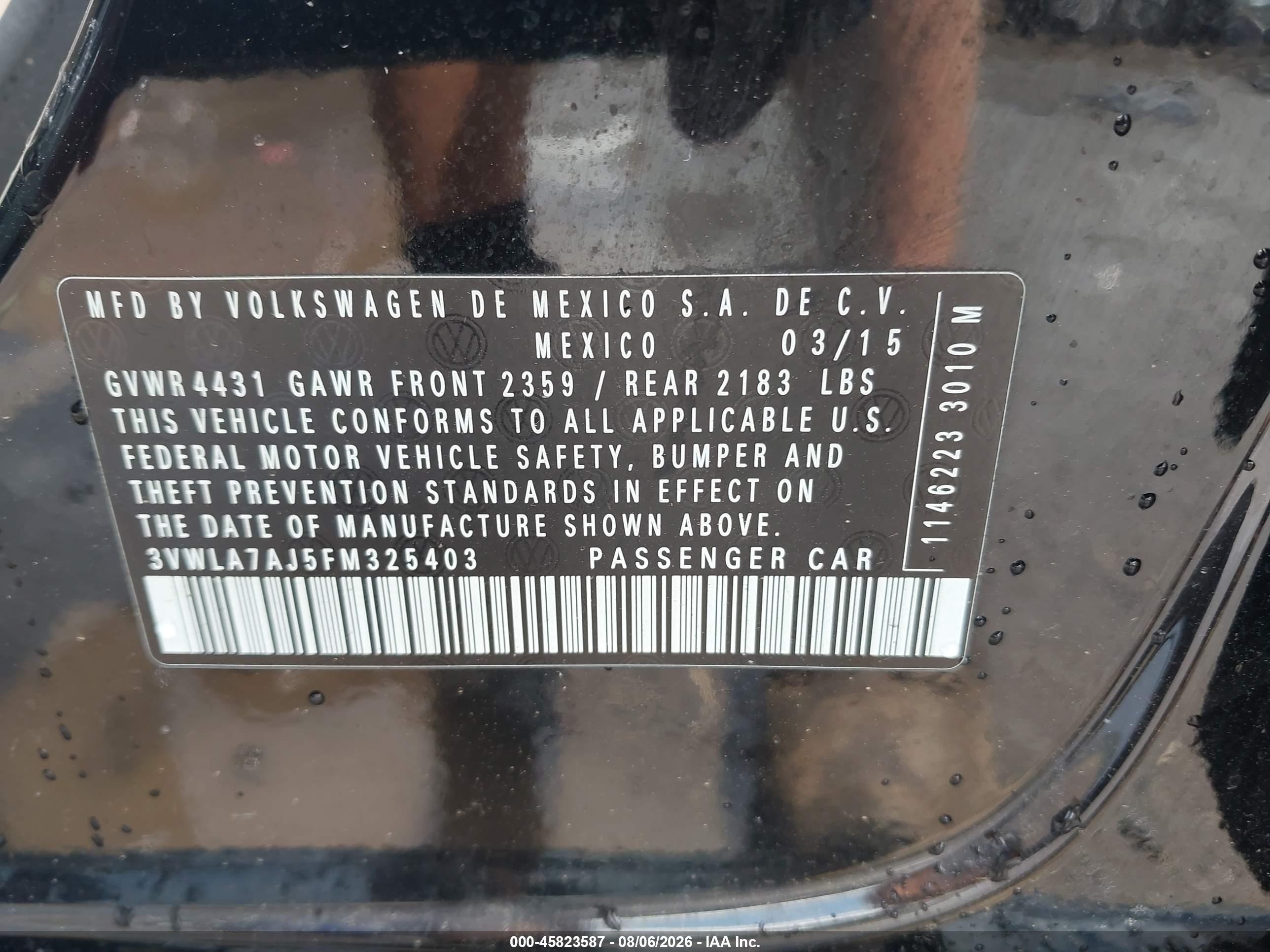 2015 Volkswagen Jetta 2.0l Tdi Se Black vin: 3VWLA7AJ5FM325403