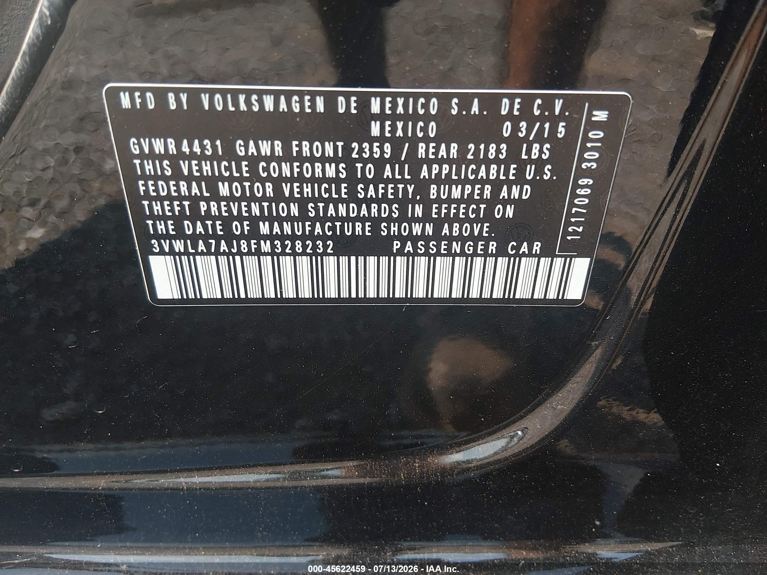 2015 Volkswagen Jetta 2.0l Tdi Se Black vin: 3VWLA7AJ8FM328232
