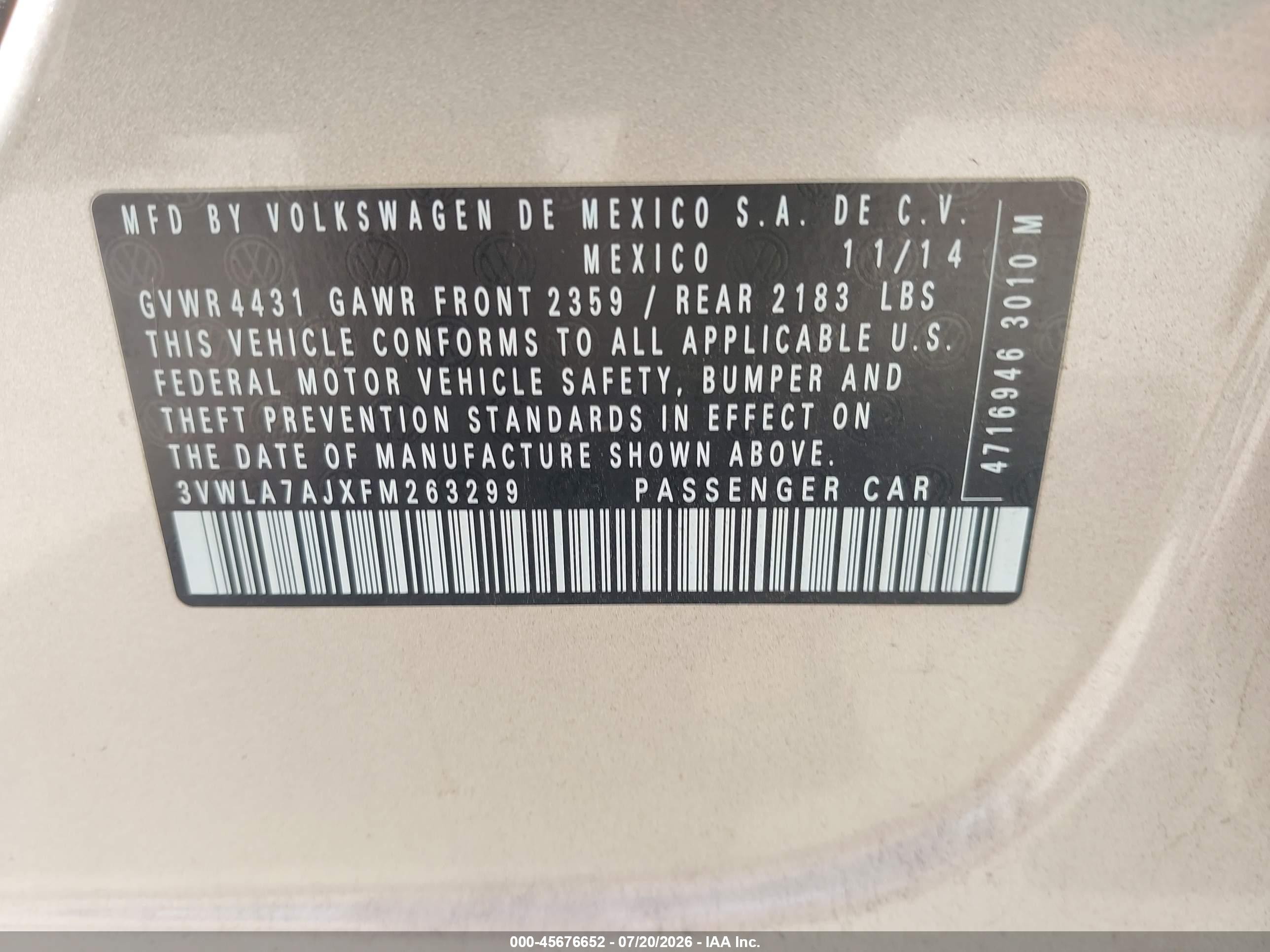 2015 Volkswagen Jetta 2.0l Tdi S Золотой vin: 3VWLA7AJXFM263299