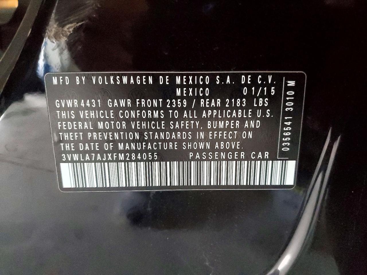 2015 Volkswagen Jetta Tdi Black vin: 3VWLA7AJXFM284055