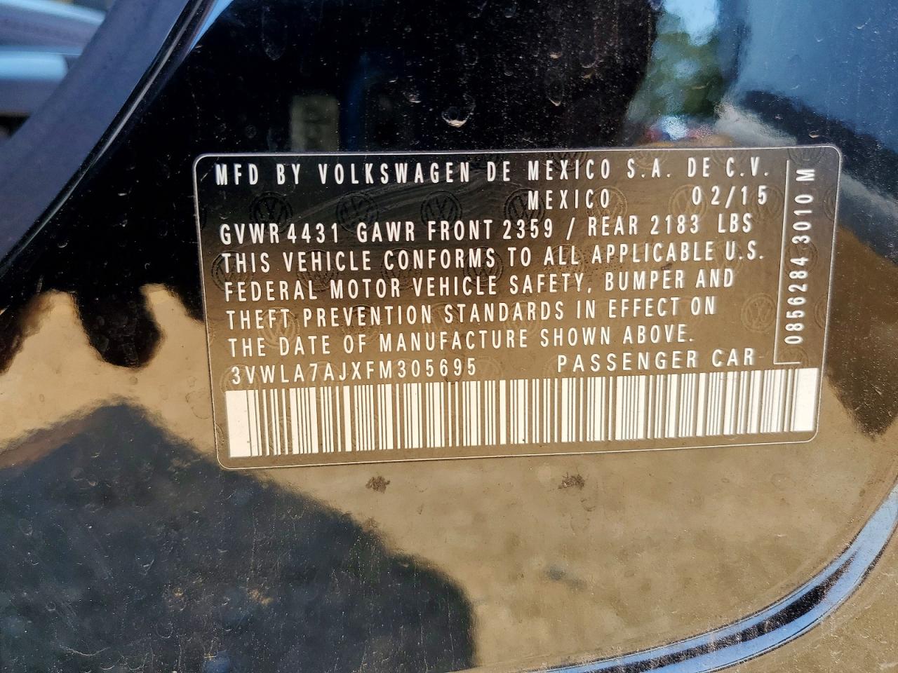 2015 Volkswagen Jetta Tdi Black vin: 3VWLA7AJXFM305695