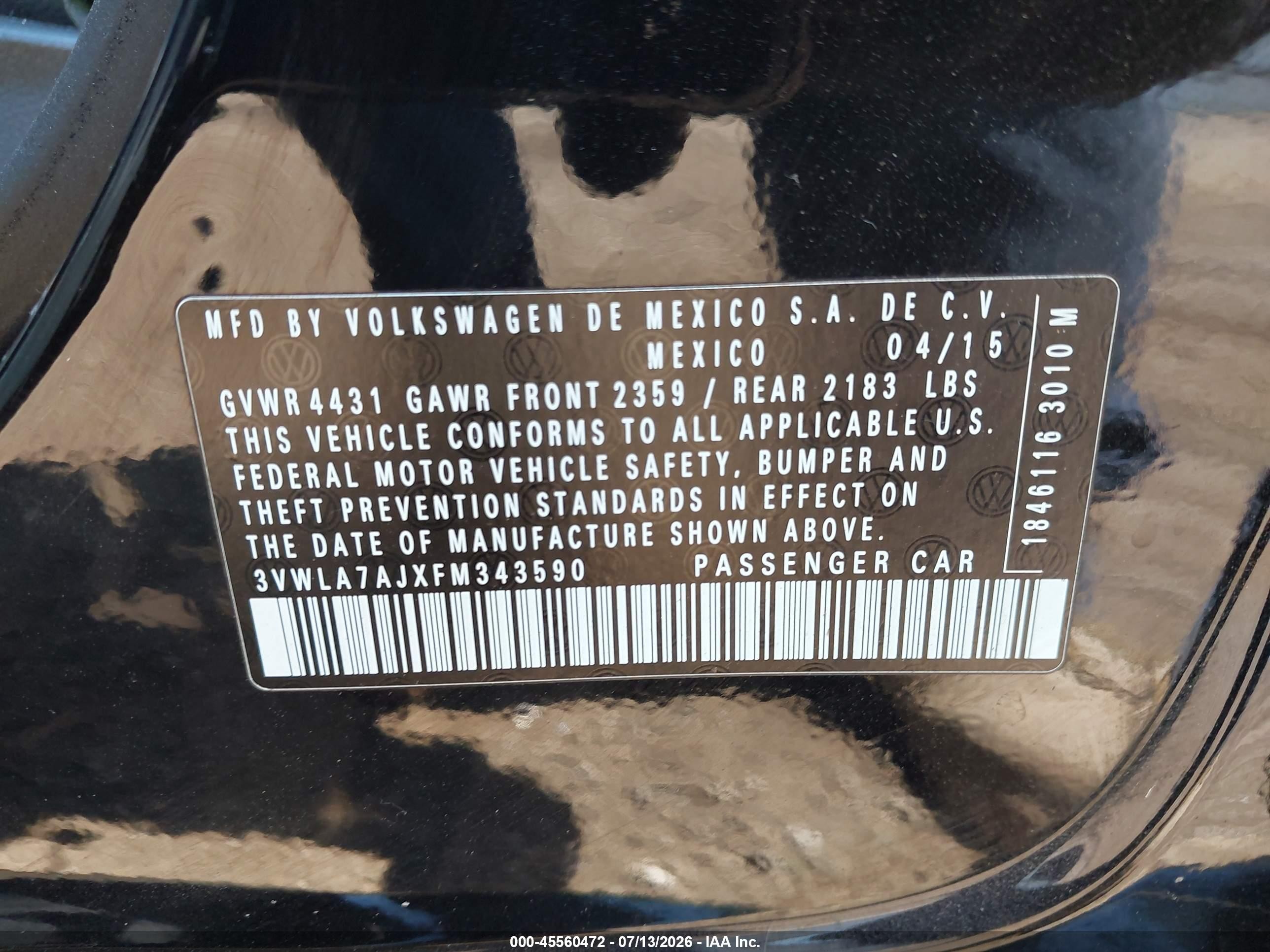 2015 Volkswagen Jetta 2.0l Tdi Sel Black vin: 3VWLA7AJXFM343590