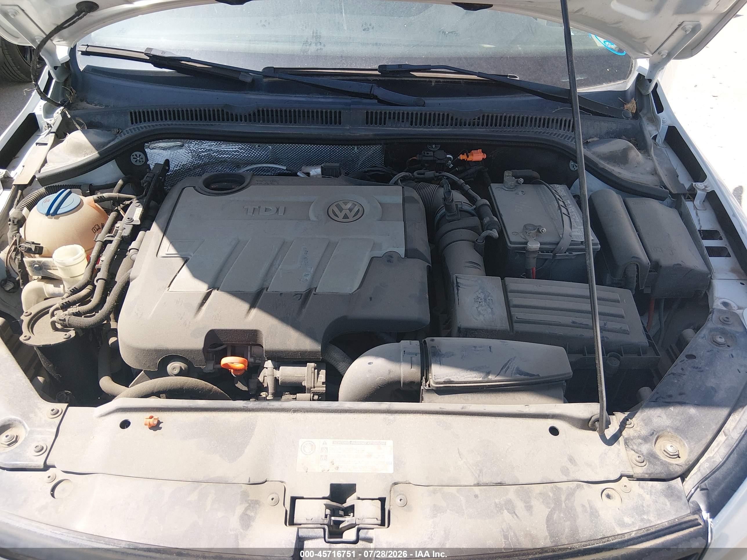 2011 Volkswagen Jetta 2.0l Tdi White vin: 3VWLL7AJ0BM087304