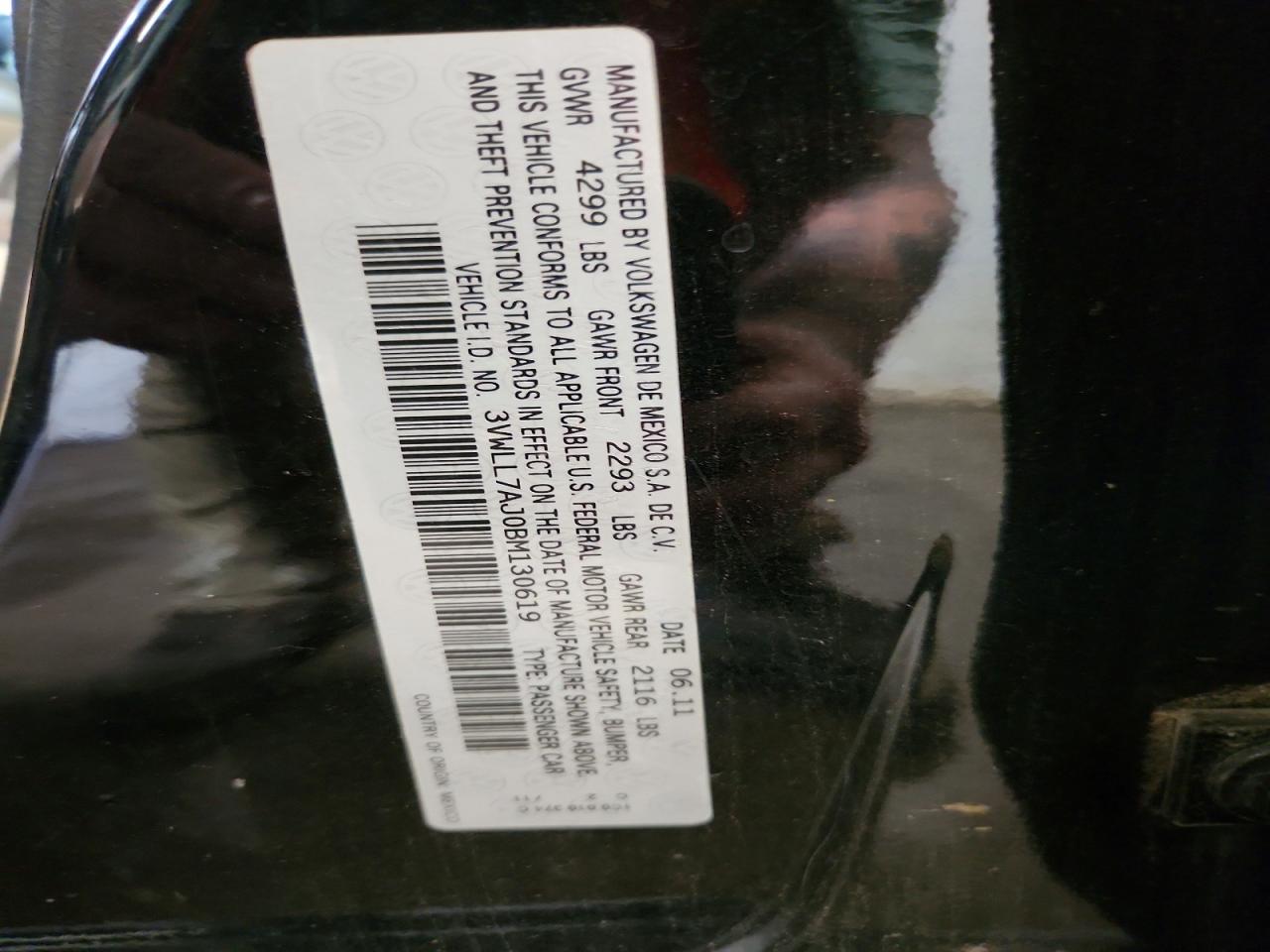 2011 Volkswagen Jetta Tdi Black vin: 3VWLL7AJ0BM130619