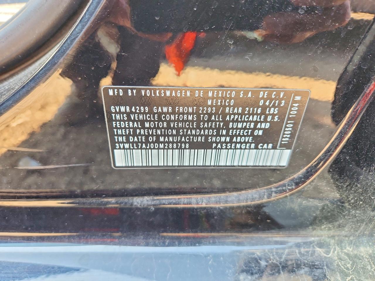 2013 Volkswagen Jetta Tdi Black vin: 3VWLL7AJ0DM288798