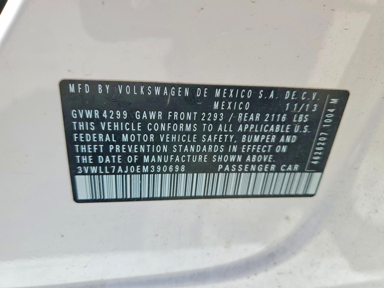 2014 Volkswagen Jetta Tdi White vin: 3VWLL7AJ0EM390698