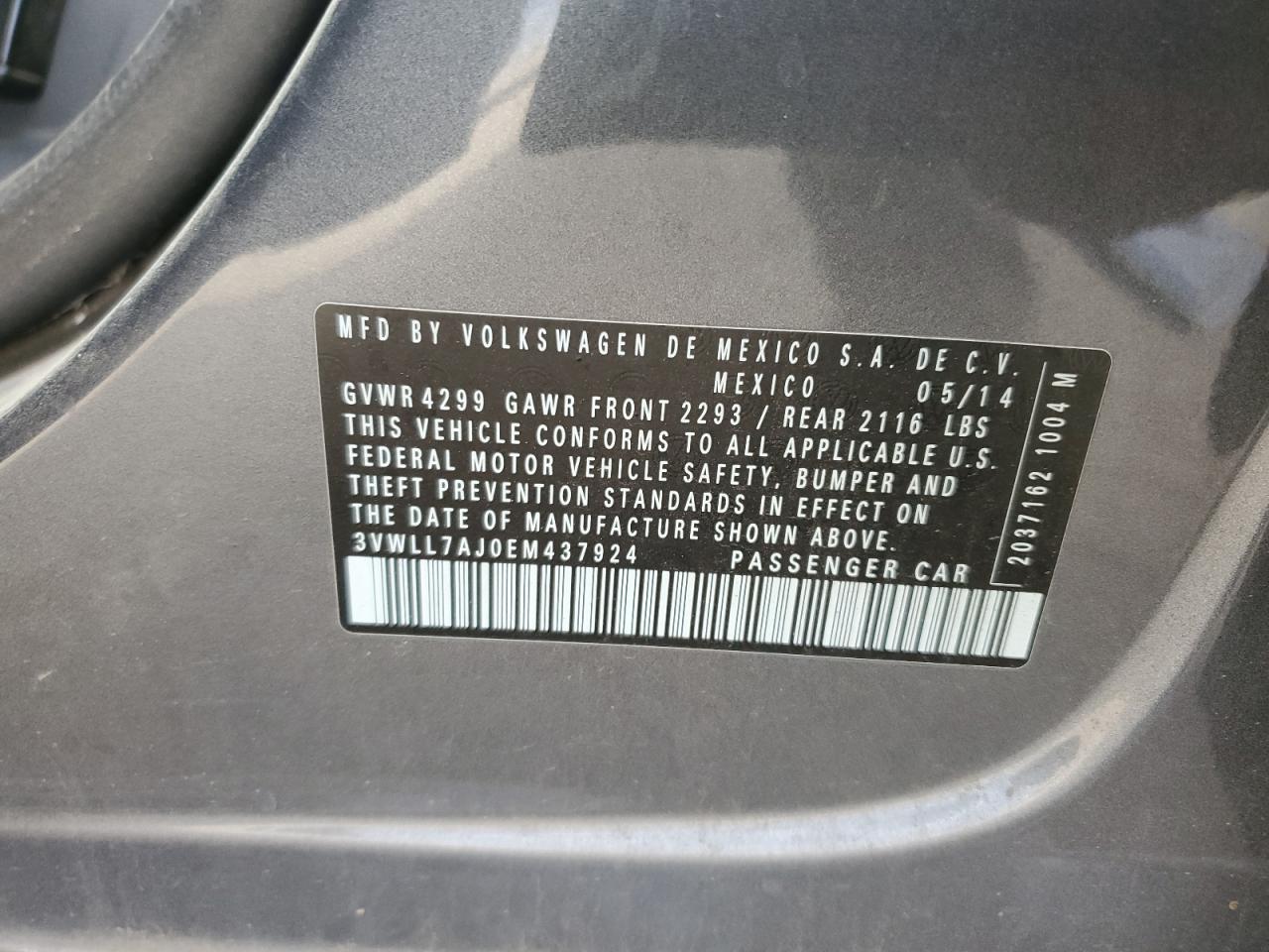 2014 Volkswagen Jetta Tdi Gray vin: 3VWLL7AJ0EM437924