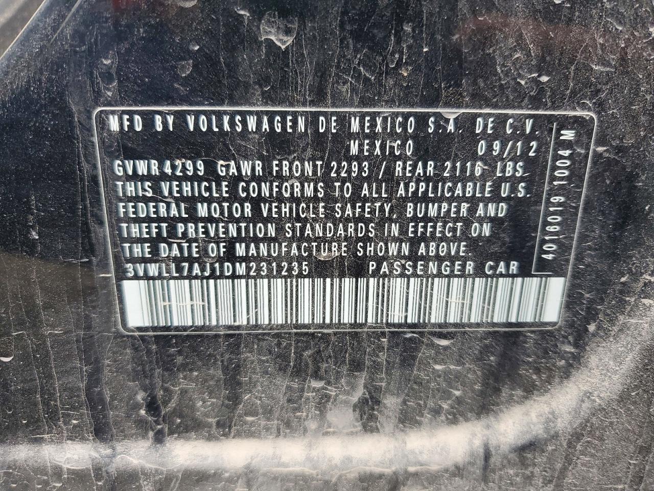 2013 Volkswagen Jetta Tdi Black vin: 3VWLL7AJ1DM231235