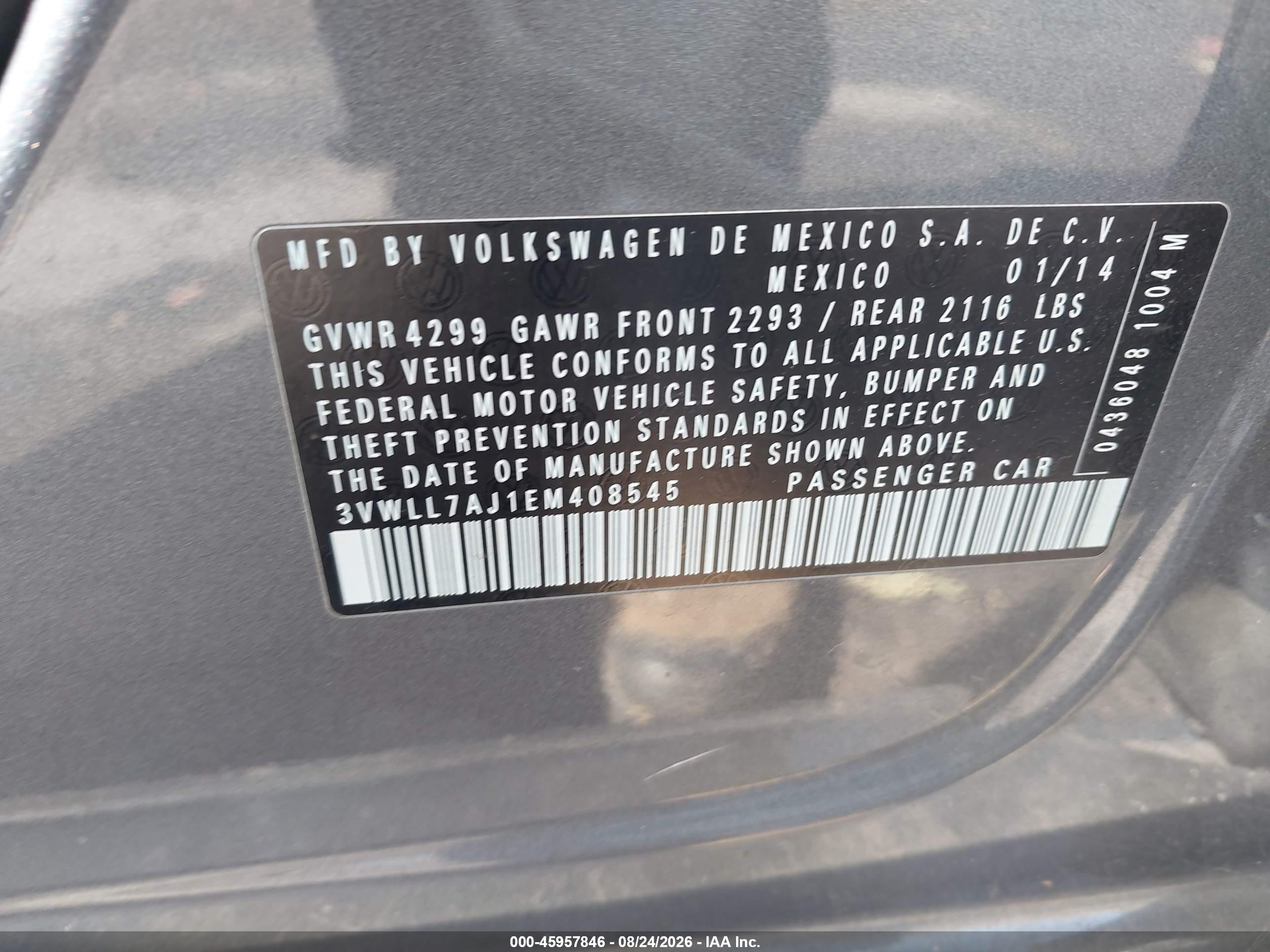 2014 Volkswagen Jetta 2.0l Tdi Black vin: 3VWLL7AJ1EM408545