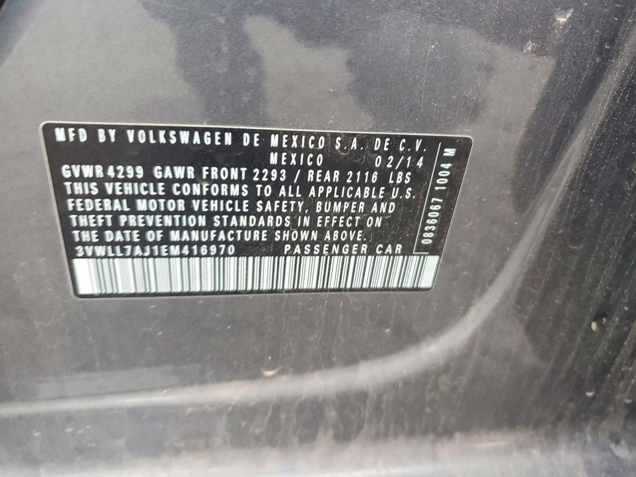 2014 Volkswagen Jetta Tdi Gray vin: 3VWLL7AJ1EM416970