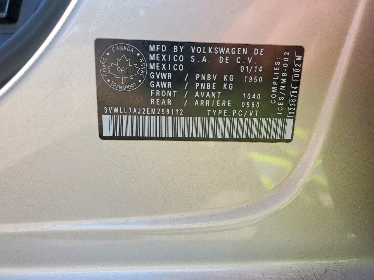 2014 Volkswagen Jetta Tdi Cream vin: 3VWLL7AJ2EM259112