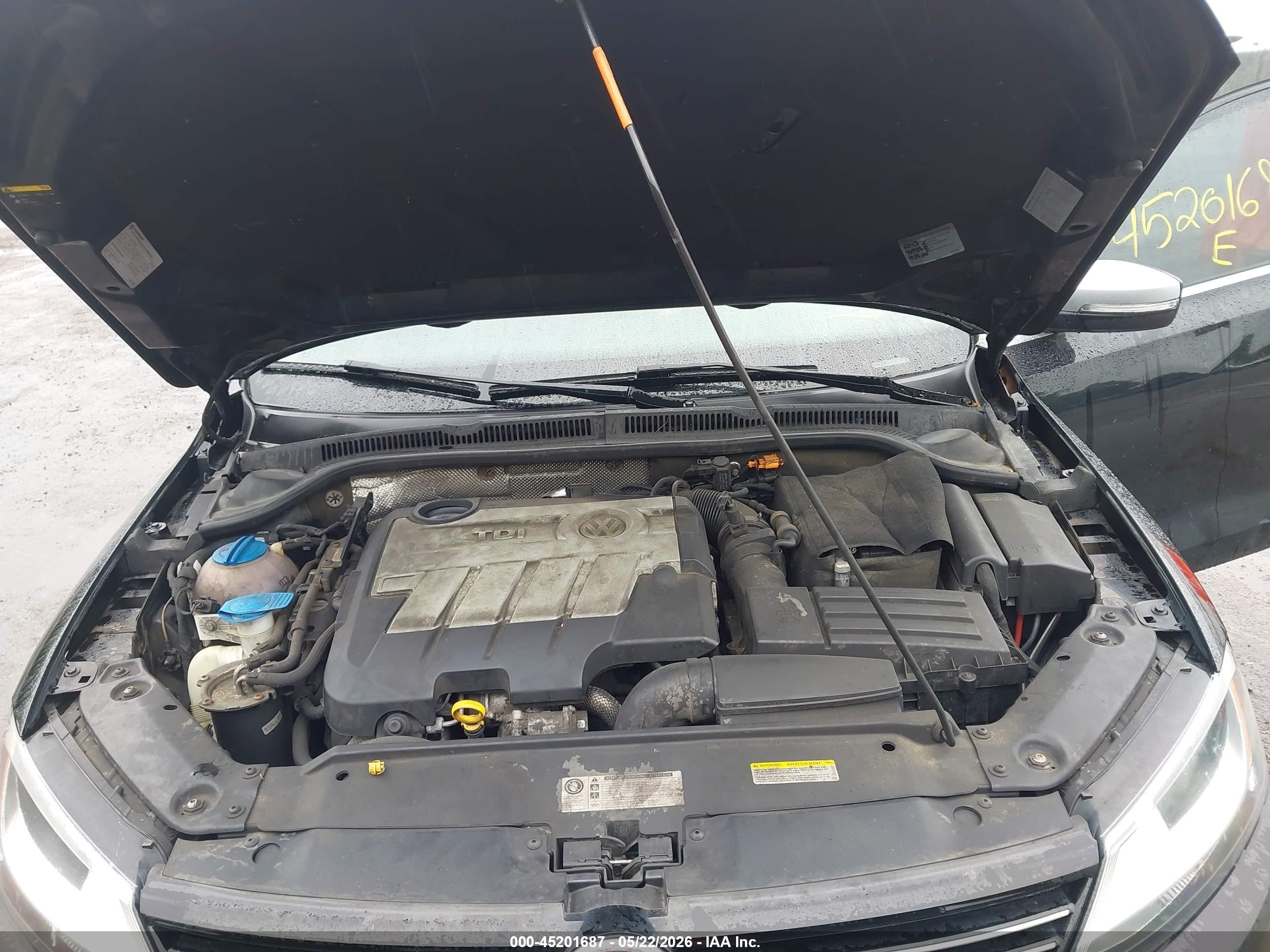 2014 Volkswagen Jetta 2.0l Tdi Black vin: 3VWLL7AJ2EM278128