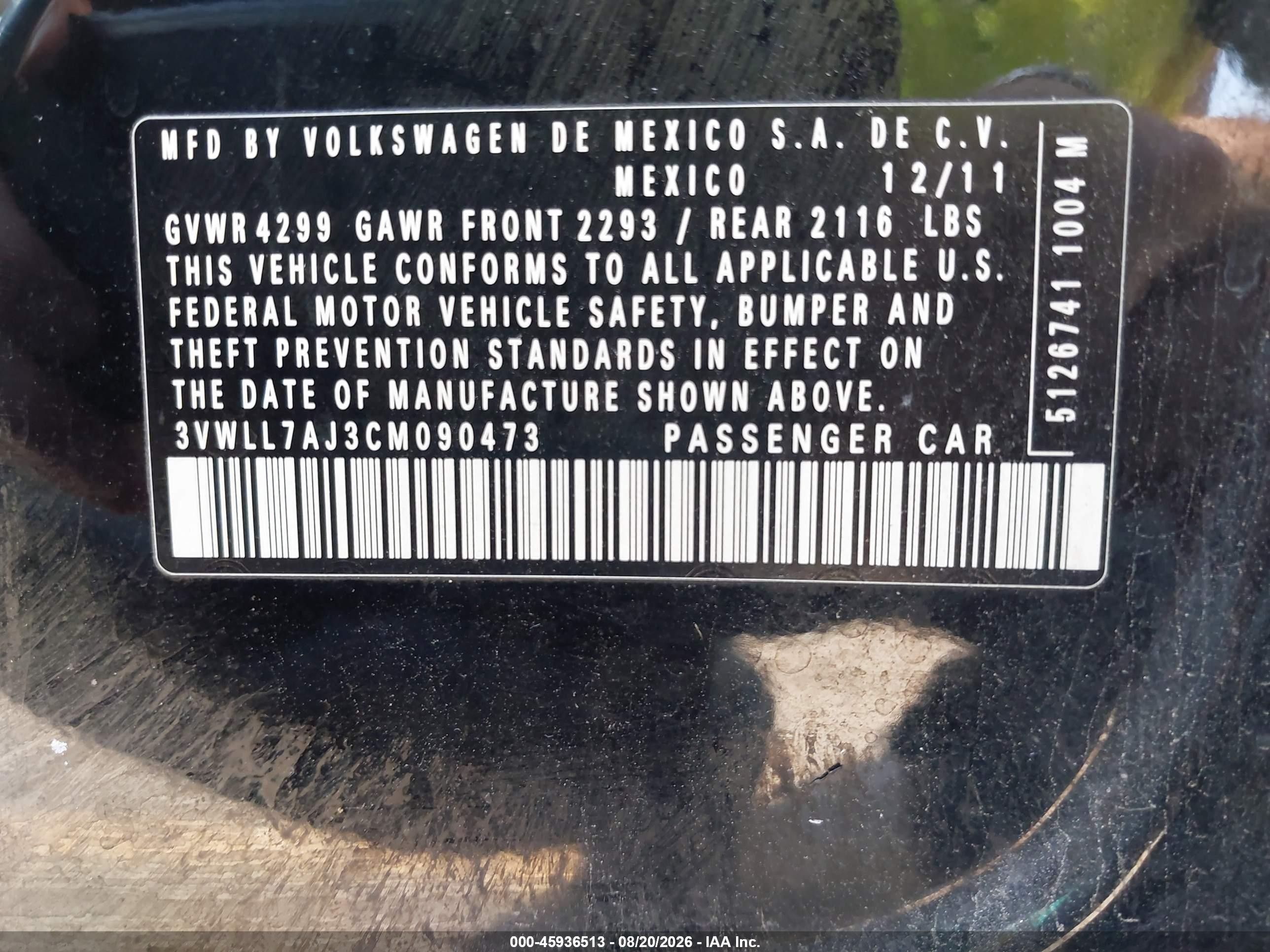 2012 Volkswagen Jetta 2.0l Tdi Черный vin: 3VWLL7AJ3CM090473