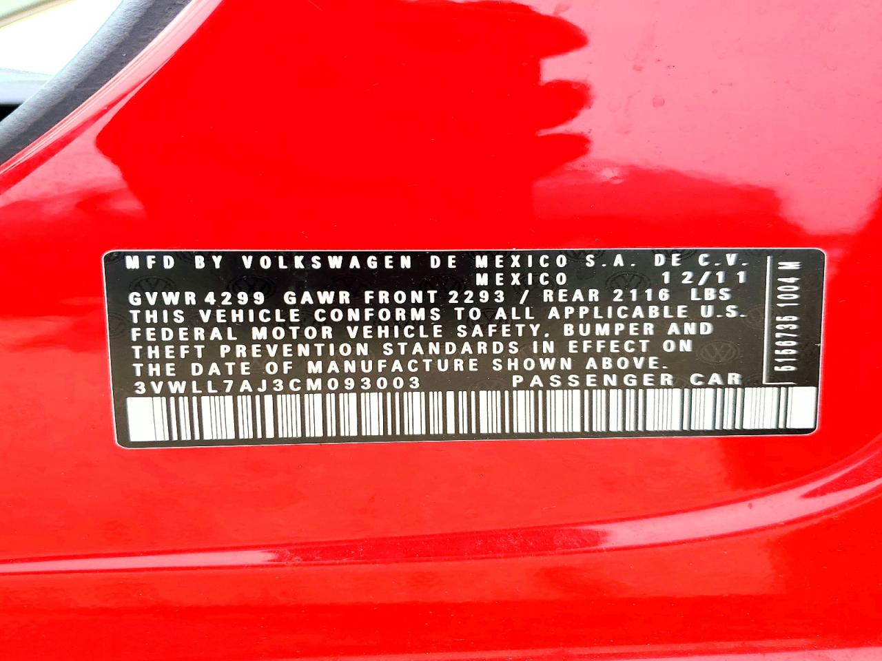 2012 Volkswagen Jetta Tdi Red vin: 3VWLL7AJ3CM093003