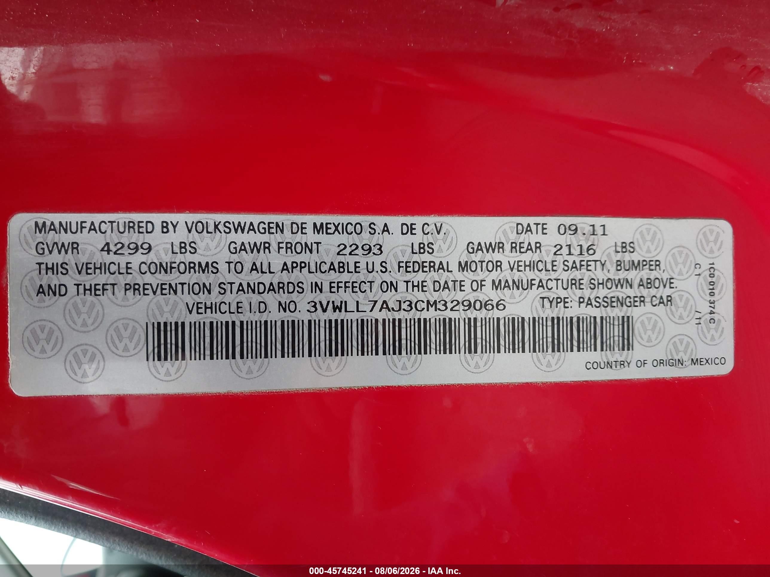 2012 Volkswagen Jetta 2.0l Tdi Red vin: 3VWLL7AJ3CM329066