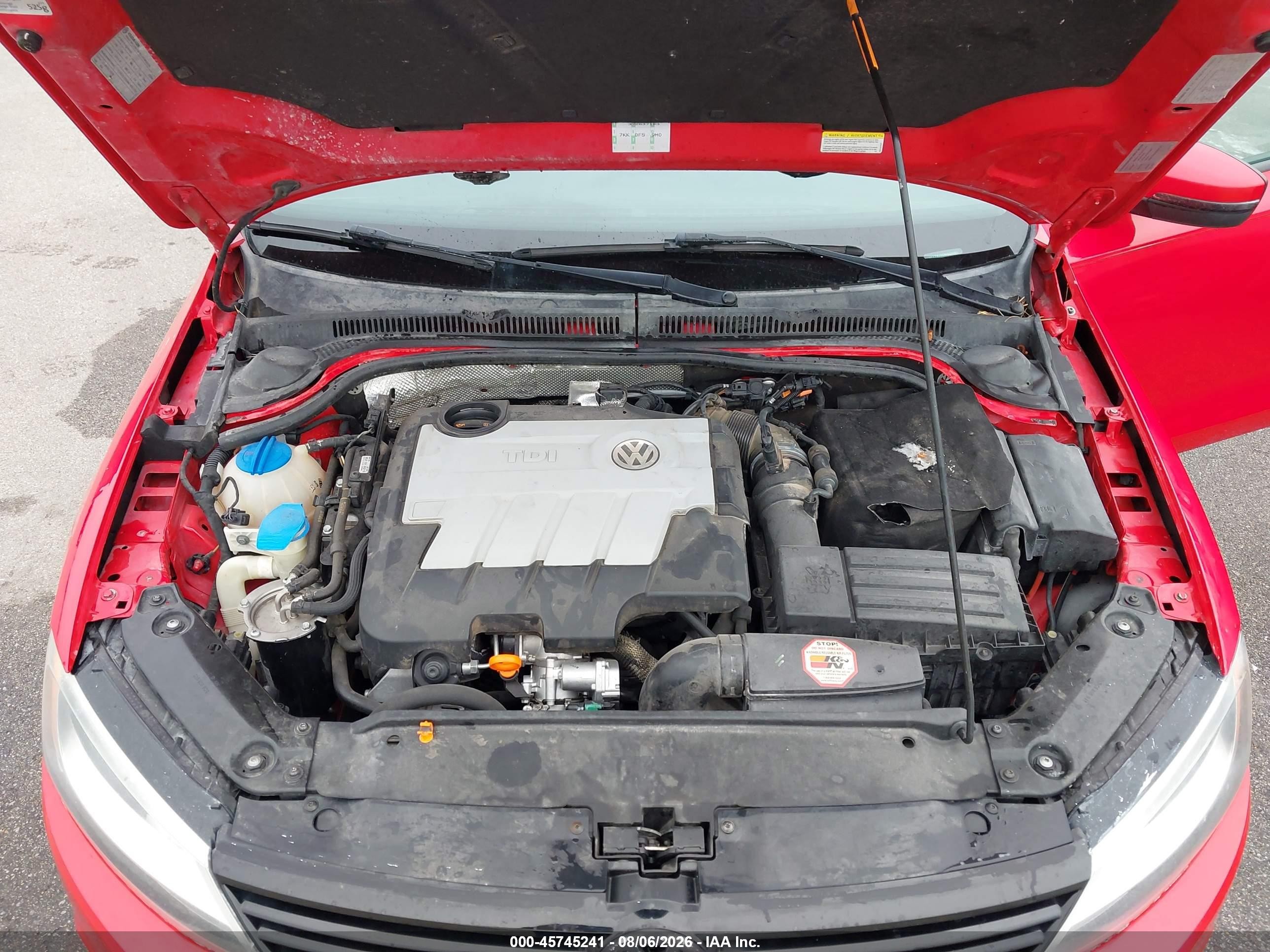 2012 Volkswagen Jetta 2.0l Tdi Red vin: 3VWLL7AJ3CM329066