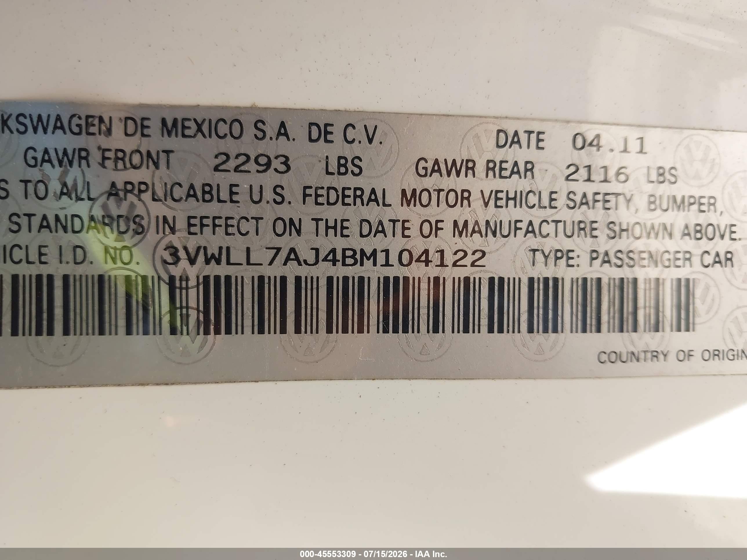 2011 Volkswagen Jetta 2.0l Tdi Белый vin: 3VWLL7AJ4BM104122