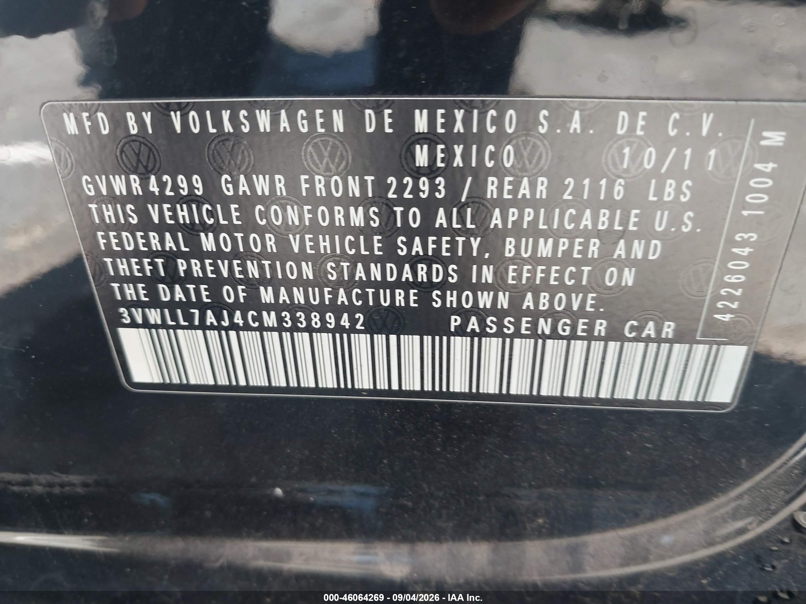 2012 Volkswagen Jetta 2.0l Tdi Черный vin: 3VWLL7AJ4CM338942